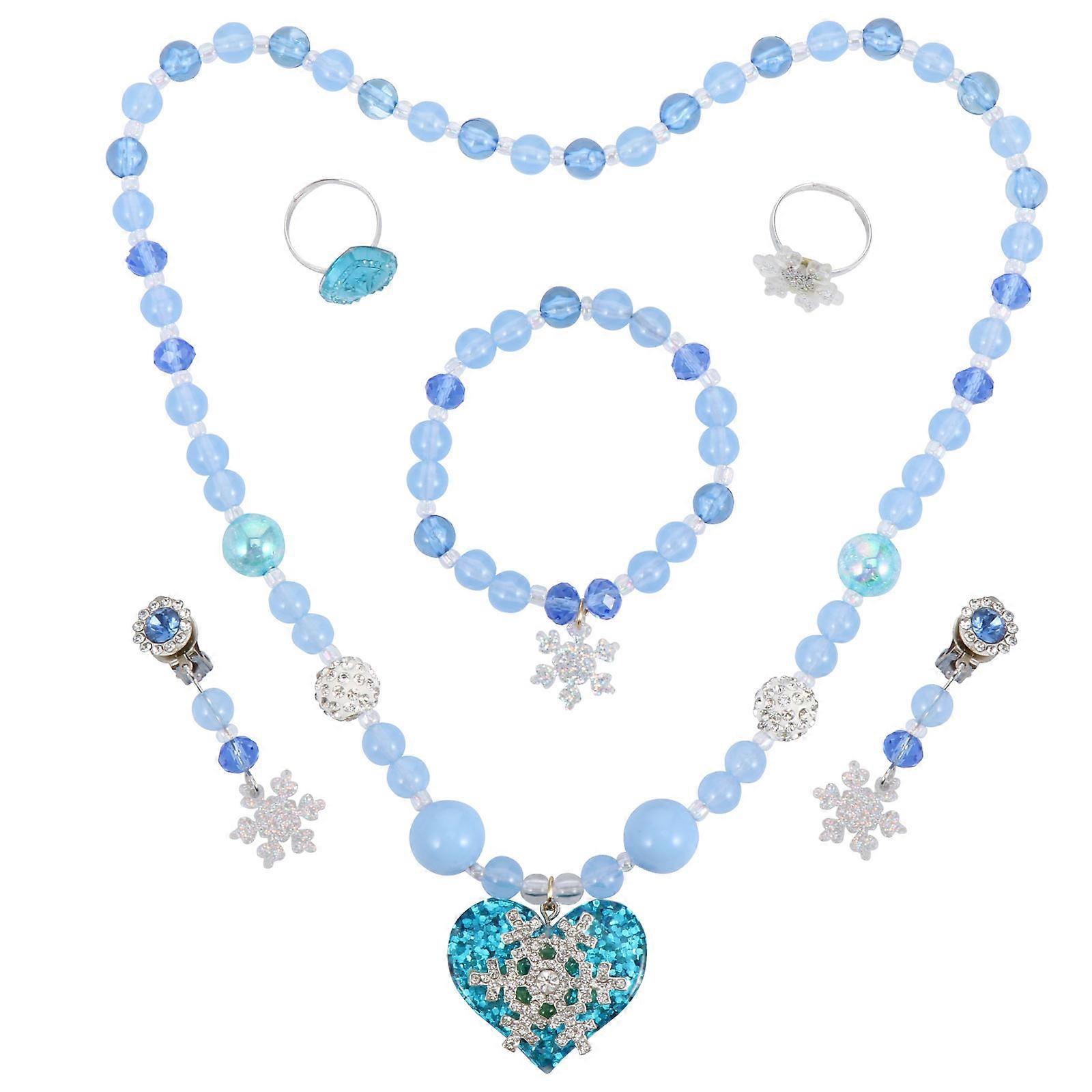 Here's a polished product description for your **Blue Snowflake Theme Jewelry Set**:
✨ **Blue Snowflake Theme Jewelry Set – Imitation Pearl
