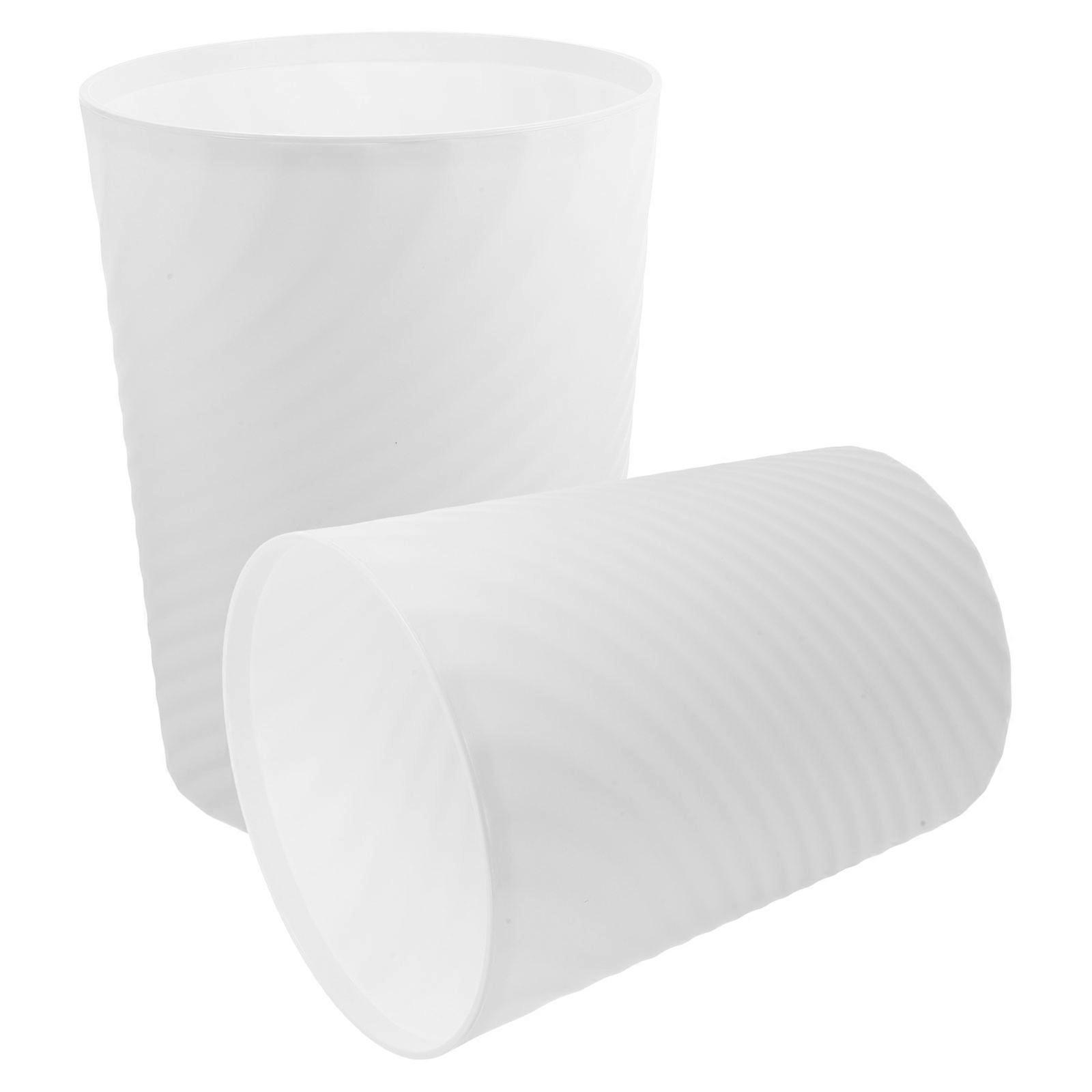 Small Garbage Can Household Trash Bin Round Shape White Color For Office Use Plastic Bag Fixation 2Pcs