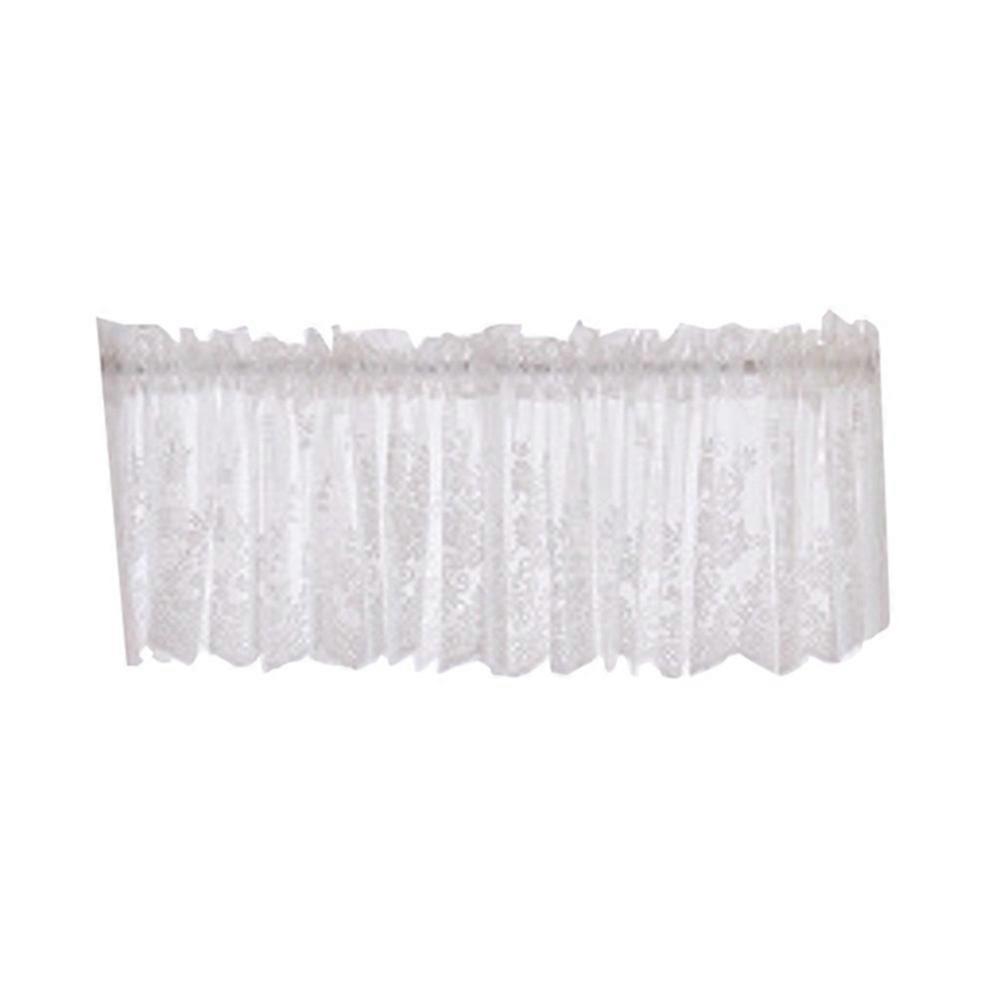 Single Window Curtain Polyester Hollow Lace Short Curtain Reduce Brightness 74x61cm White 1Set
