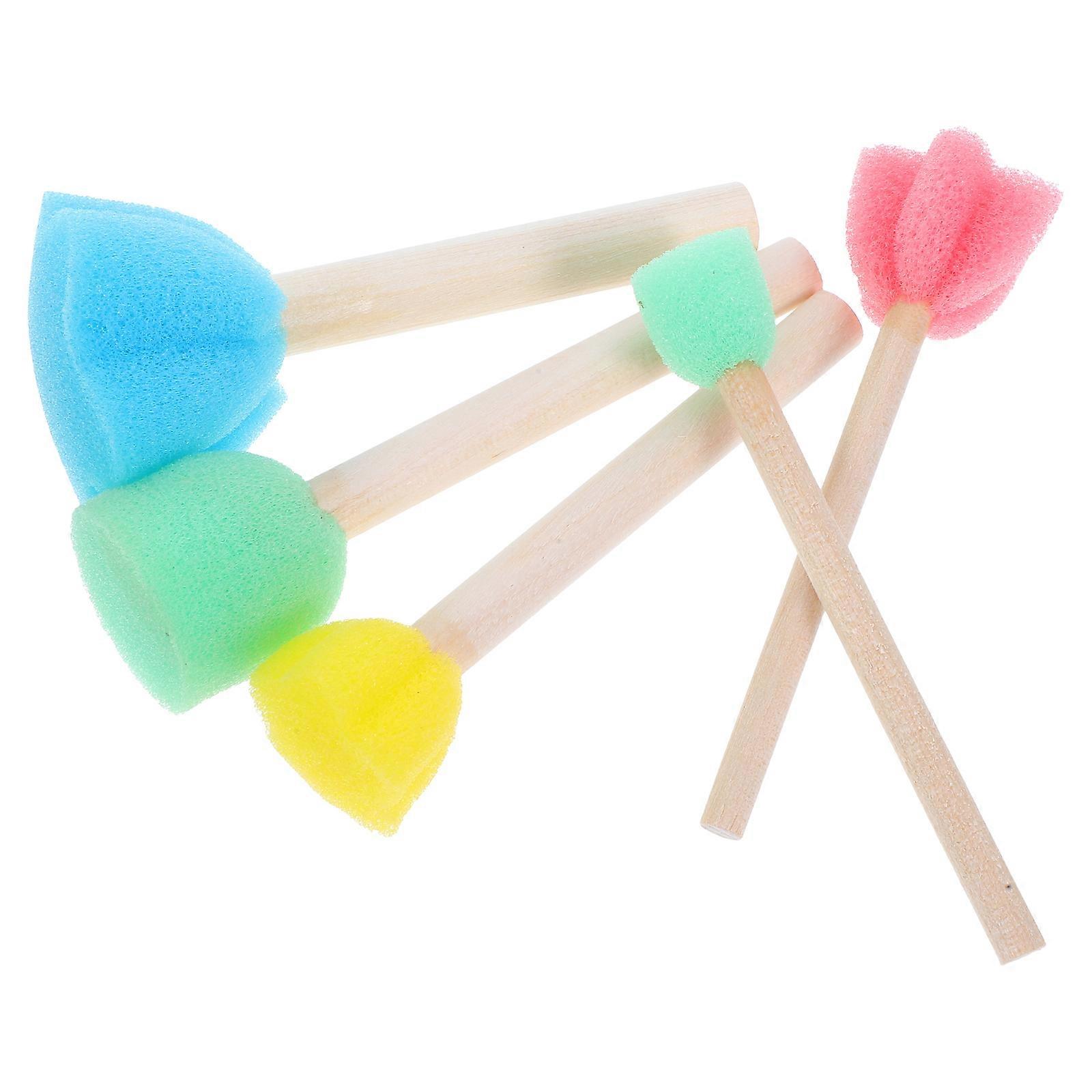5 Piece Sponge Brush Set for Crafts Soft Foam Painting Brushes for Creative Art Projects, Pattern Making & DIY Craft Accessories for Young Artists