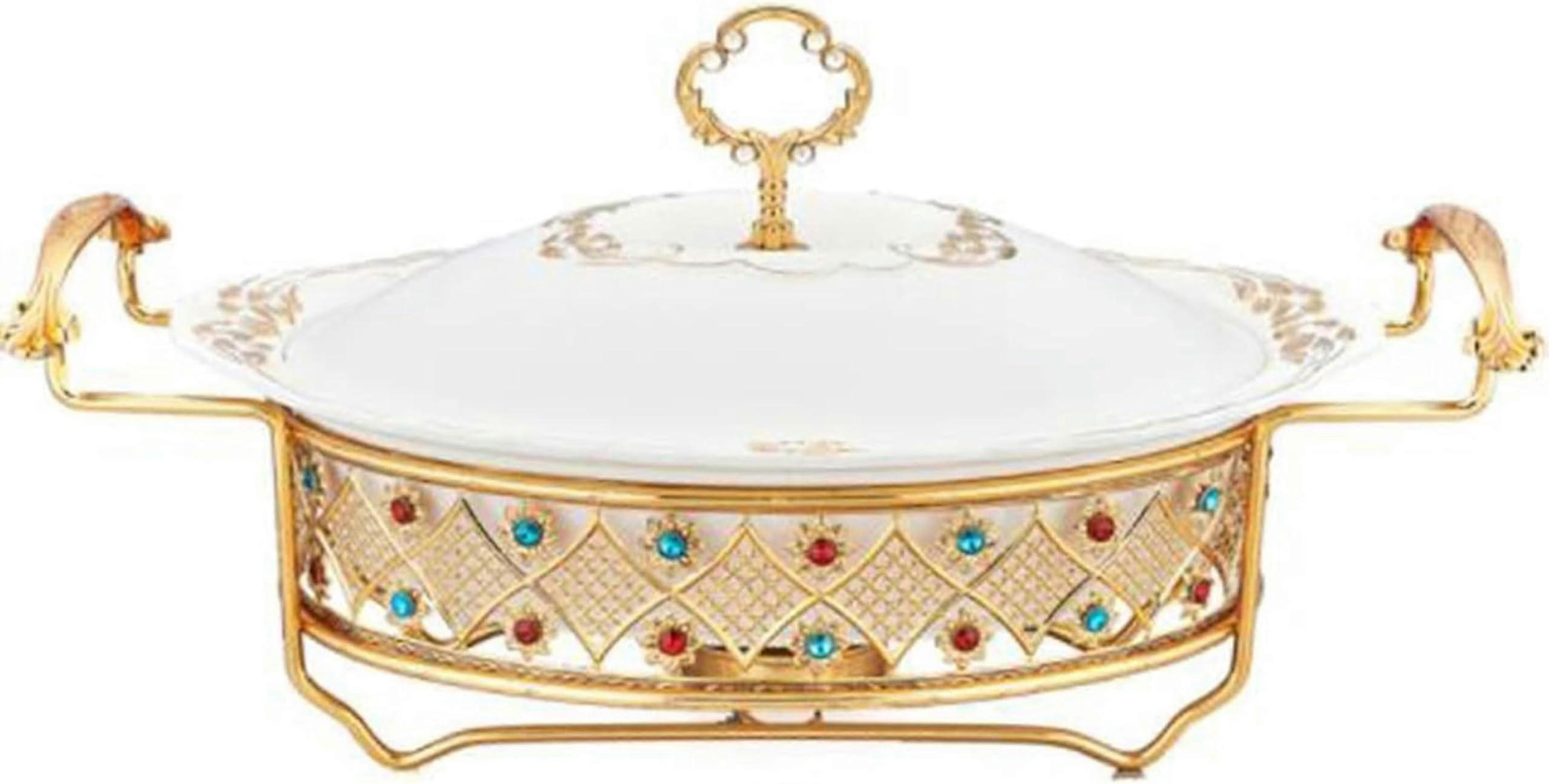 Chef Chafing Dish BuffetSet, Ceramic with rhinestone decoration, Buffet warmerSet, A1L