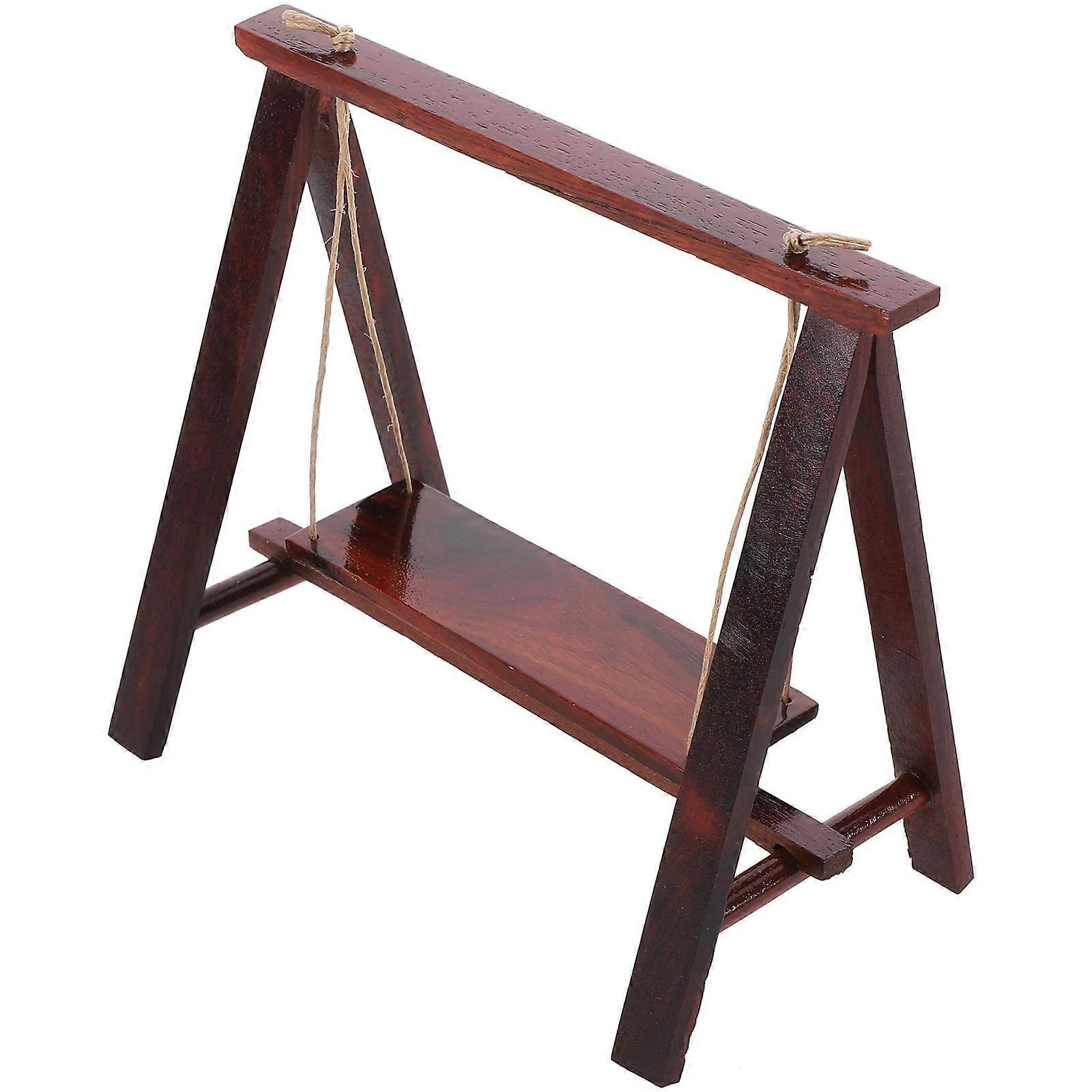 مصغرة أرجوحة منزل صغير الديكور أثاث الحدائق بني 14.00X13.00X7.70CM هدية خشبية 1 قطعة