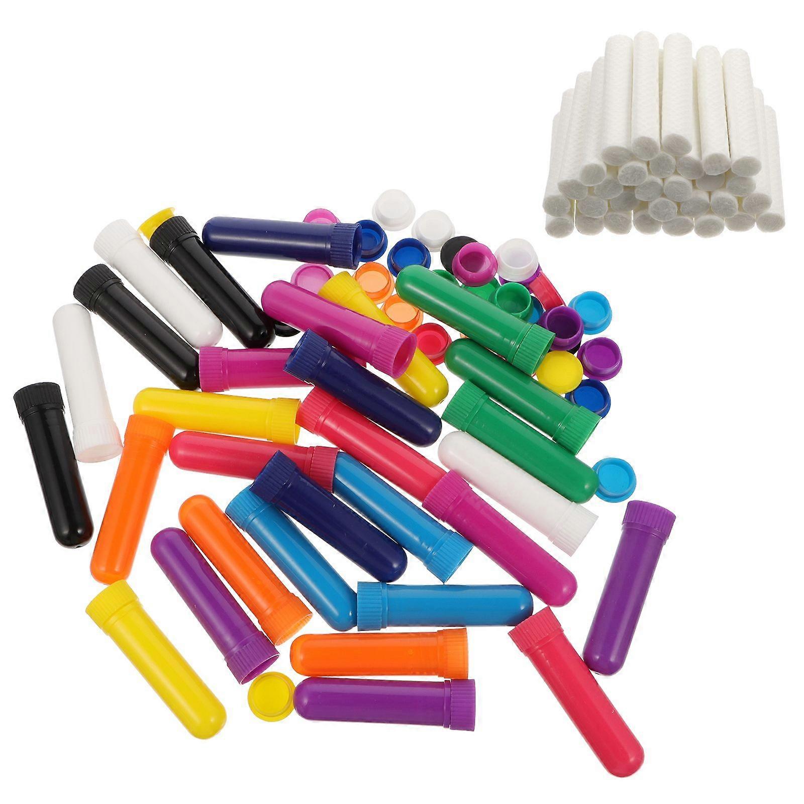 30Pcs Empty Nasal Inhaler Tubes with Cotton Bar Aromatherapy Nasal Containers