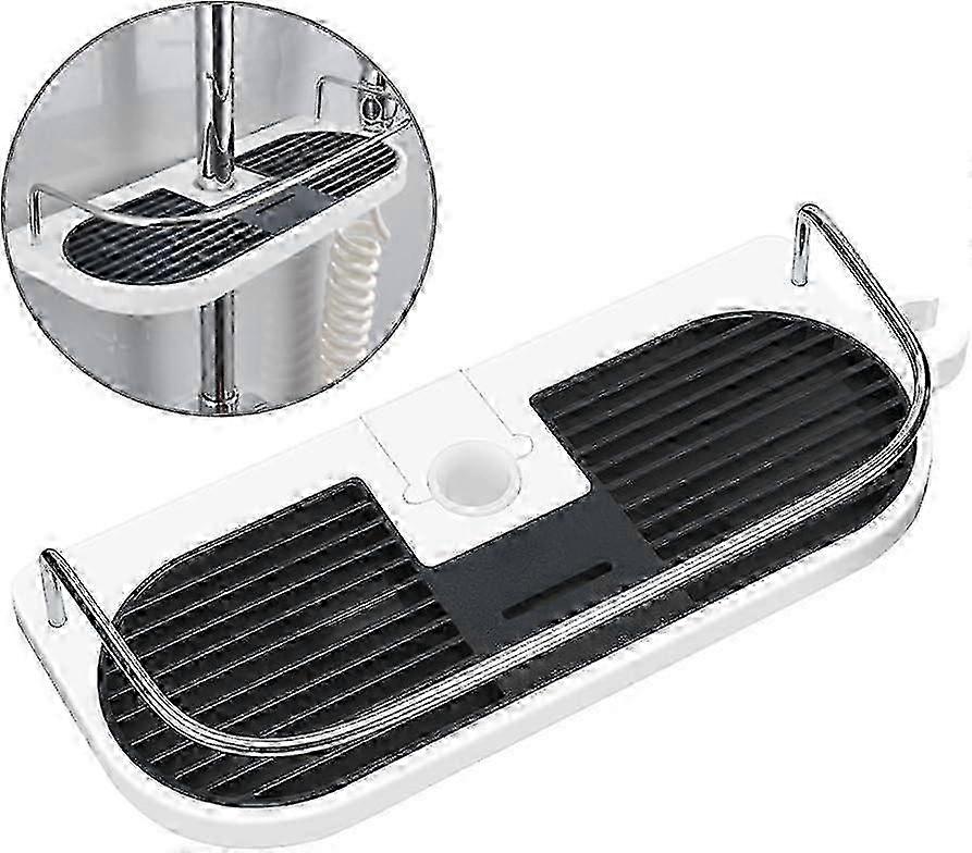 Adjustable No Drill Shower Caddy with Quick Drying Tray for 19-25mm Poles