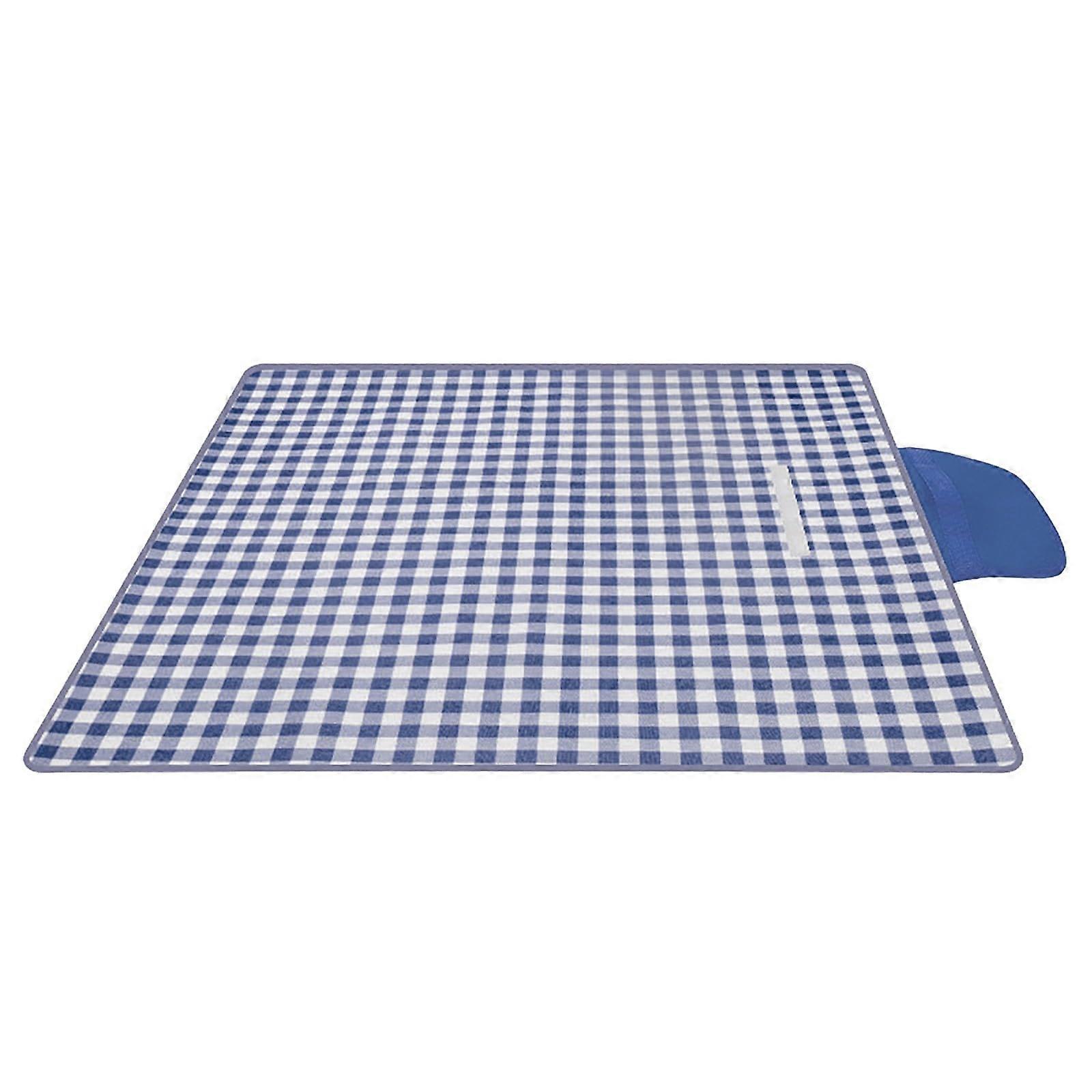 Picnic tæppe 200 x 200 vaskbart ternet udendørs tæppe foldbart strandtæppe