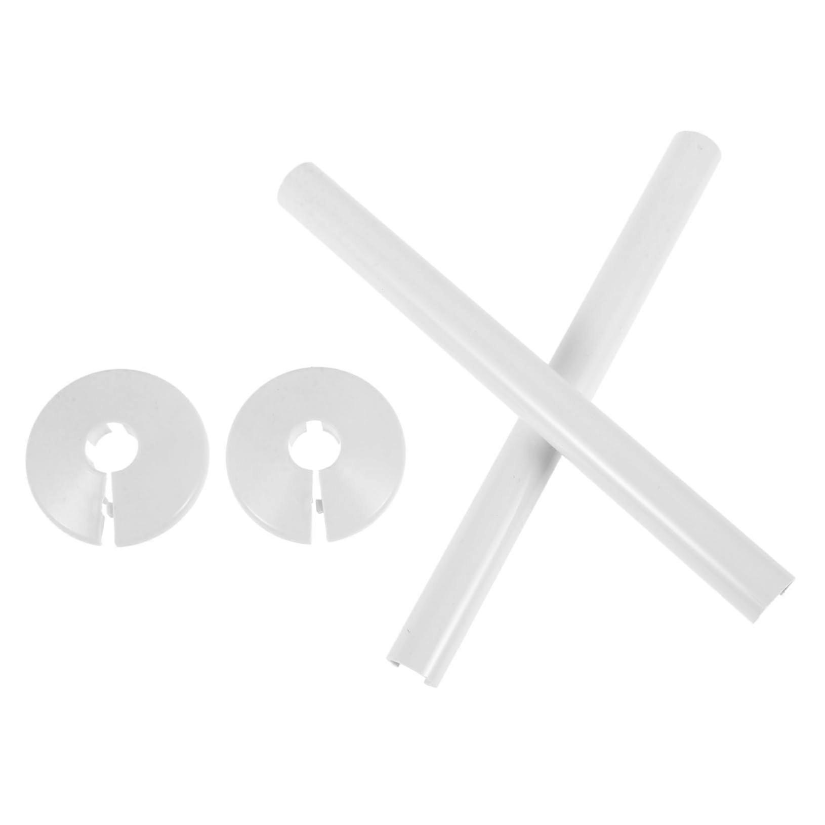 Set of 2 Decorative Pipe Covers for Heating and Sanitary Installations, Easy Installation, Robust Plastic Material