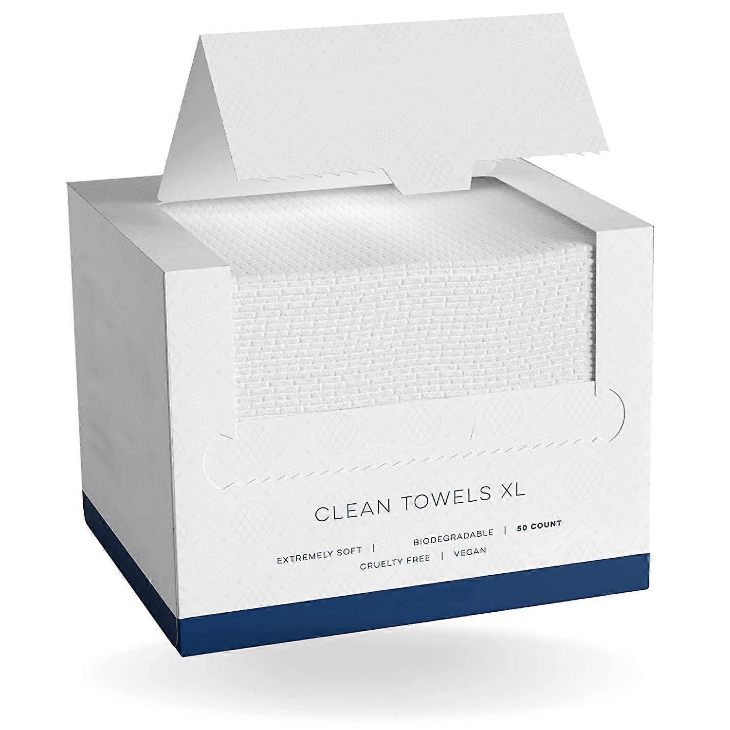 Clean Towels XL, 100% Biobased Gezichtshanddoek, wegwerp gezichtsdoekjes, make-up remover, ultra zacht, 50 stuks/pak