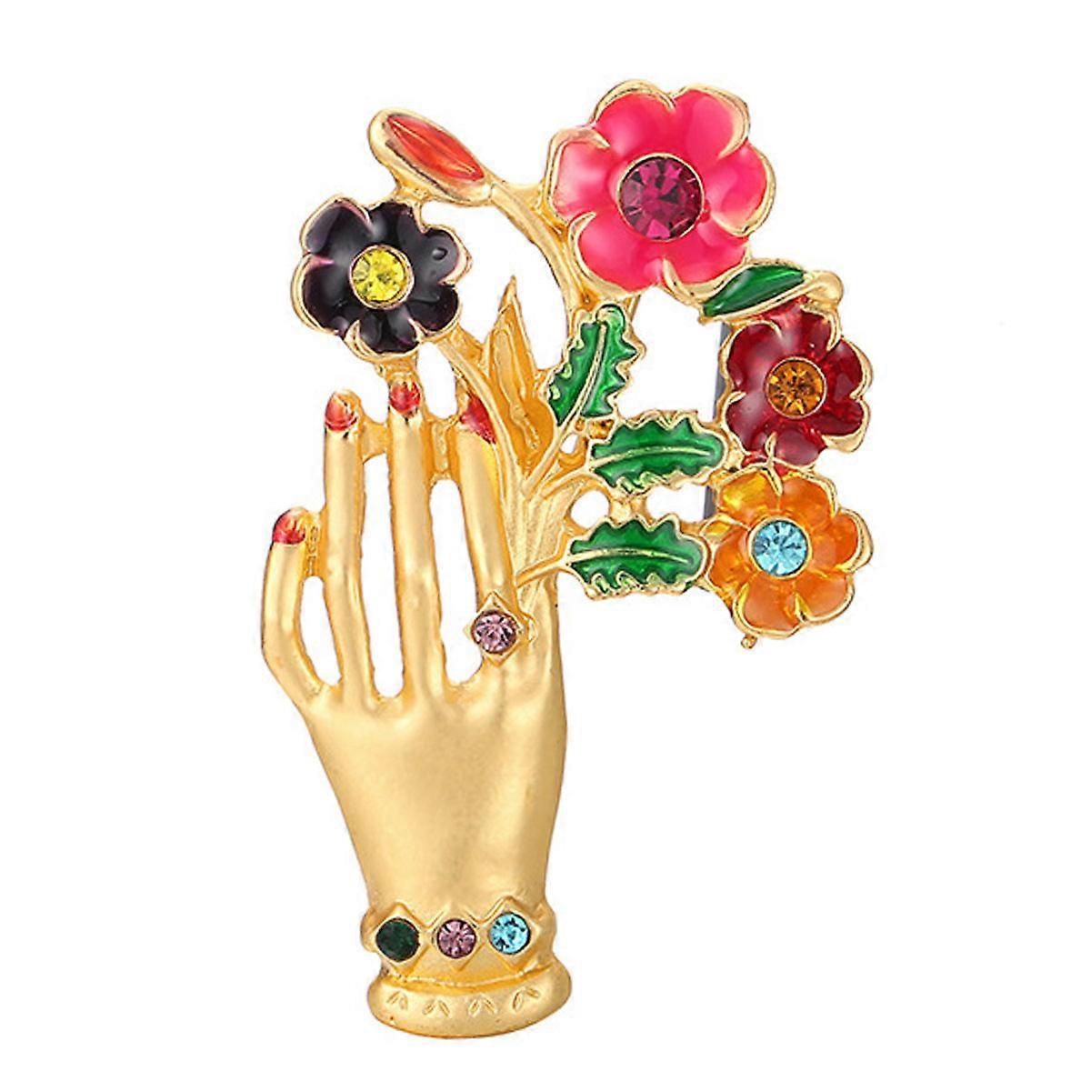 Alloy Rhinestone Flower Brooch Pin Casual and Formal Design Valentines Day present for Women 5x3.2cm 1Set