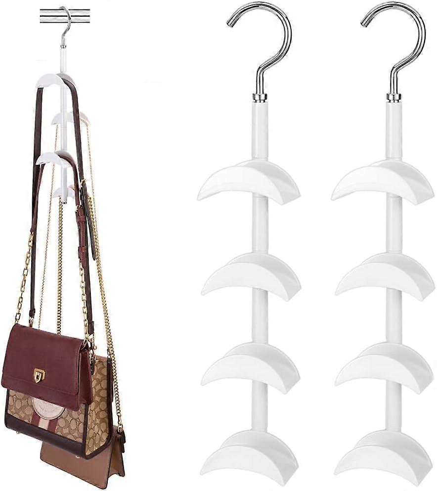 Bag Hanger for Wardrobe - Rotating Handbag Hanging Hook Bag Storage Space Saver with 4 Hooks, Hanging Organizer for Scarf Handbag Belt, 2 pcs