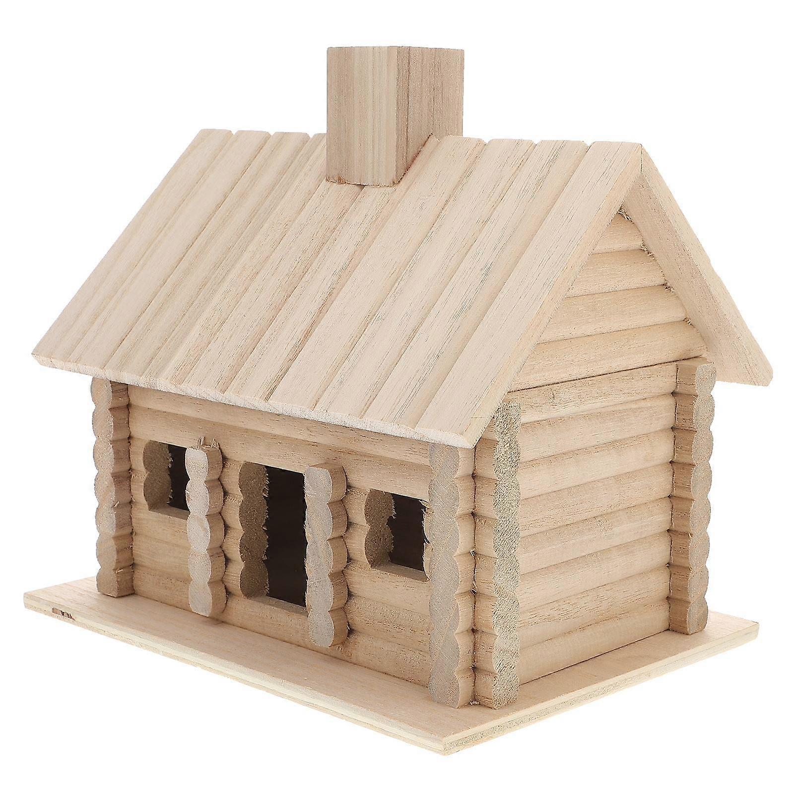 Creative Bird House Decor with Air Ventilation Window for Garden or Home Light Yellow Synthetic