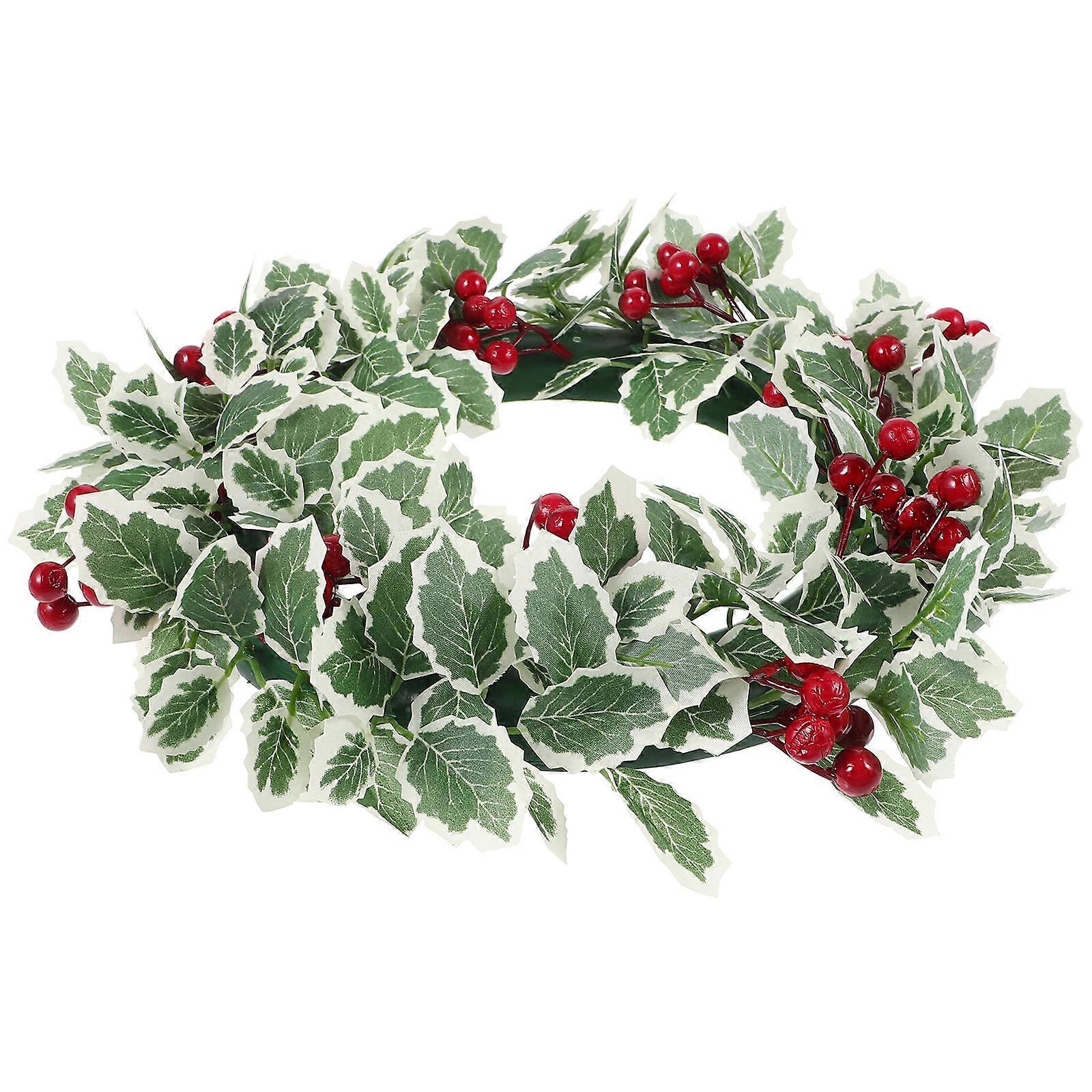 Hanging Wreath Artificial Red Berries Wreath Christmas Party Decoration Round Shape 1Pc