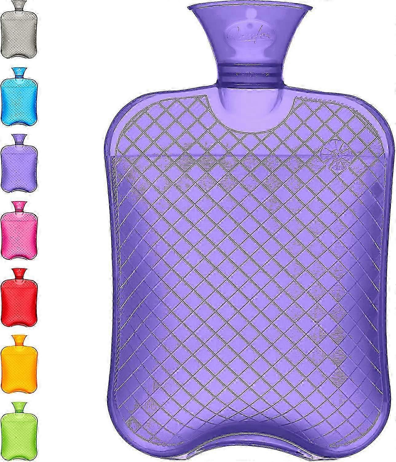 Klassisk 1,8L premium varmvattenflaska, perfekt för smärtlindring, lila färg