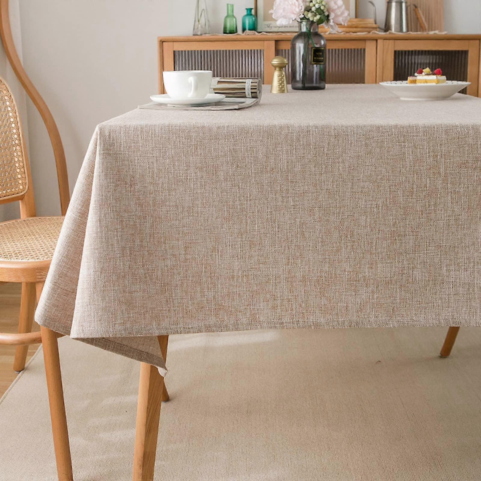 Polyester Tablecloths 100x160cm Machine Washable Light Brown