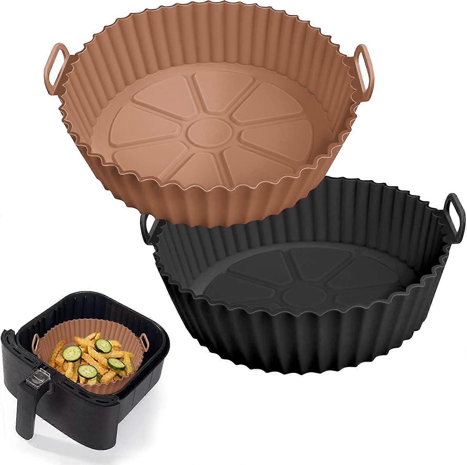 2er-Pack Heißluftfritteuse-Silikoneinlagen für 5 QT oder größer, Silikon-Heißluftfritteuse-Liner-Einsätze, Ersatz von brennbarem Pergamentpapier, wiederverwendbares Baki