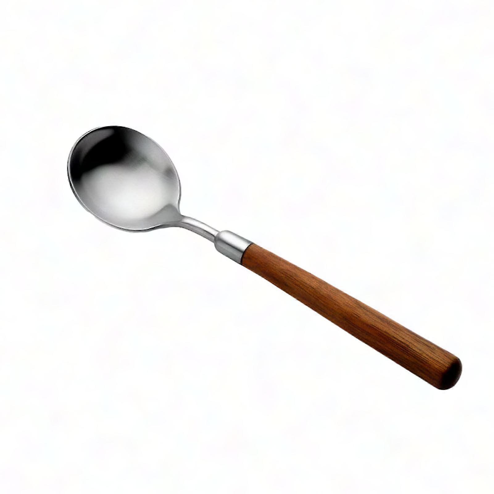 Wooden Handle Stainless Steel Spoon Fork Set - Smooth Surface Food Grade Cutlery for Daily Use by Jikaixiang
