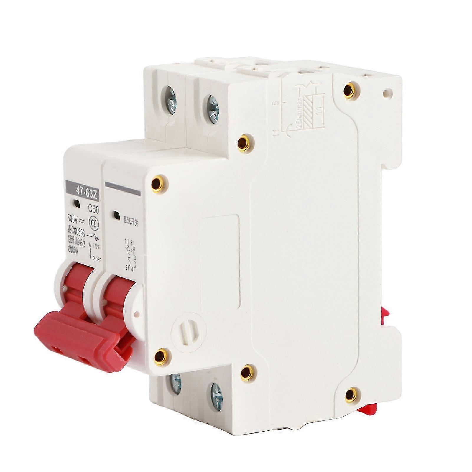 Miniature Circuit Breaker Mini 50A for Solar Photovoltaic System DC500V, 2P