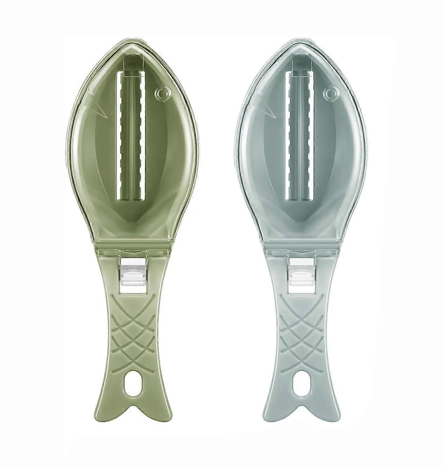 Fish Scale Removal Tool Pack of 2, Multifunctional Fish Scale Scraper and Brush with Clear Cover for Kitchen Use