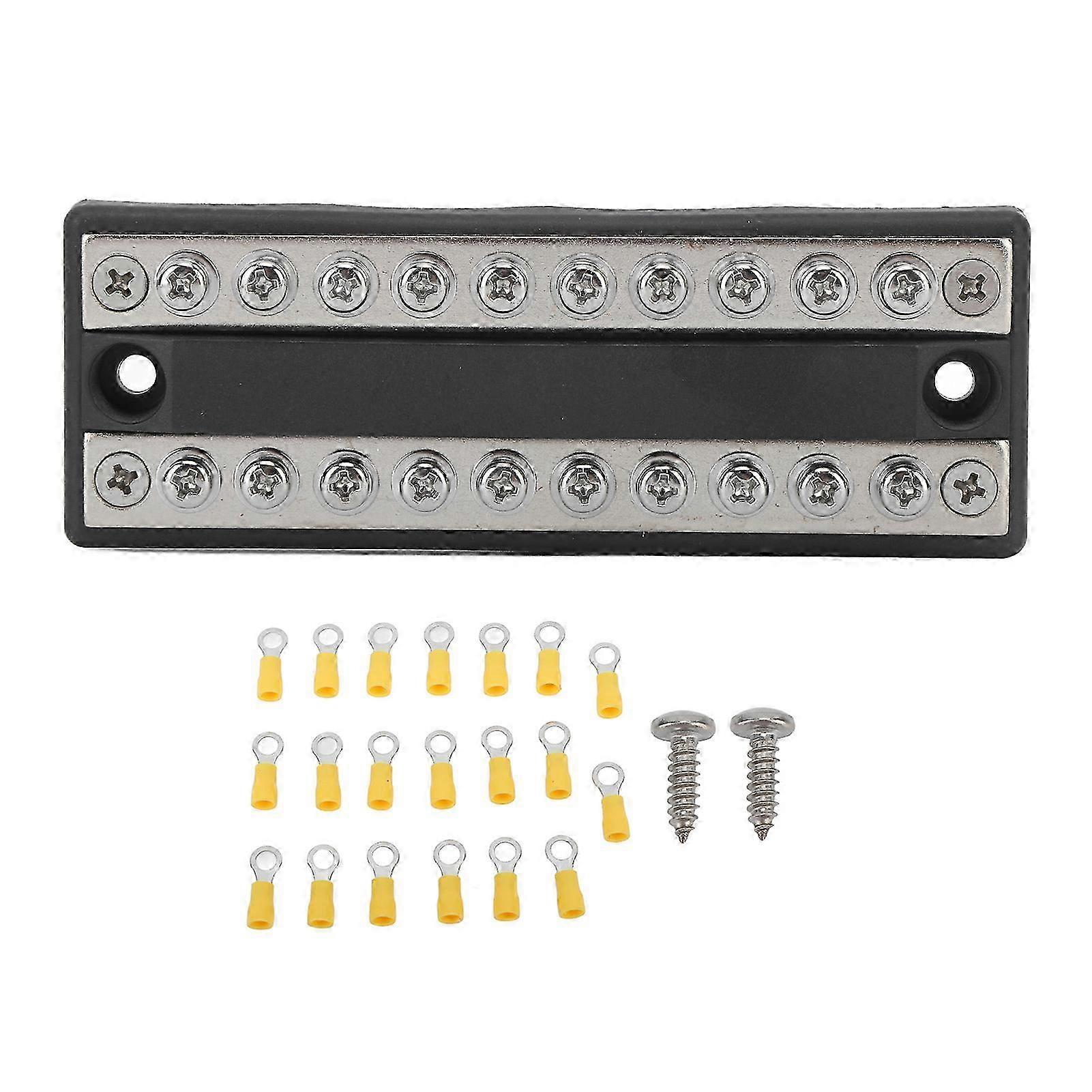 Power Distribution Block for Cars, RVs, Ships, Yachts - DC12V to 48V, 100A, 10 Way, 20 Terminals