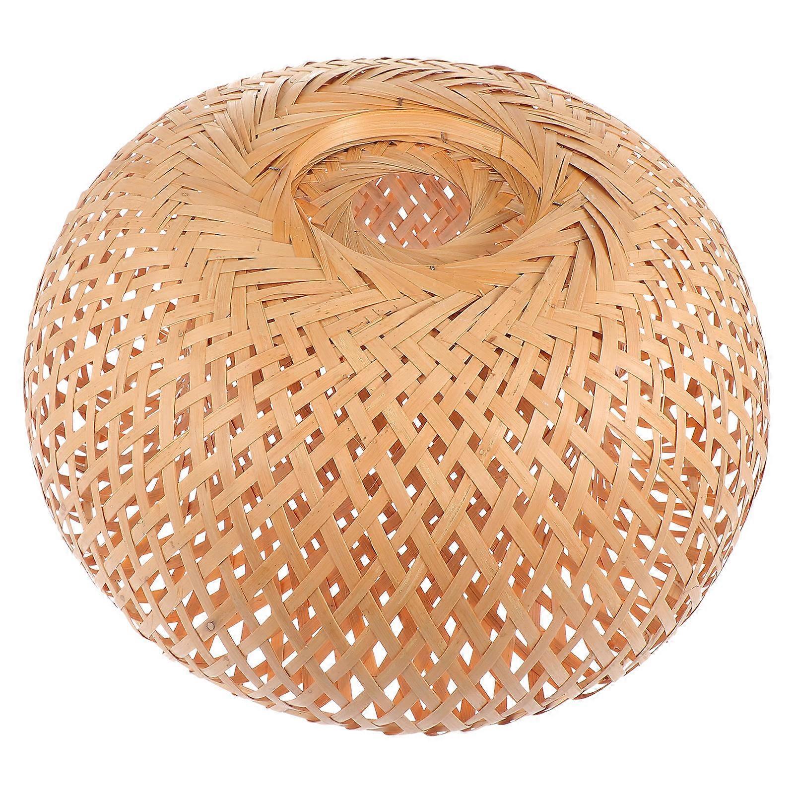 Bamboo Woven Lampshade for Home Decor Khaki Synthetic Material Suitable for Various Styles