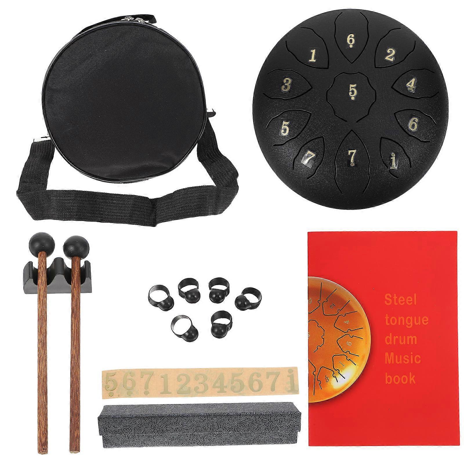 Professional Ethereal Drum Set with Accessories for and Yoga Meditation Black Carbon Steel