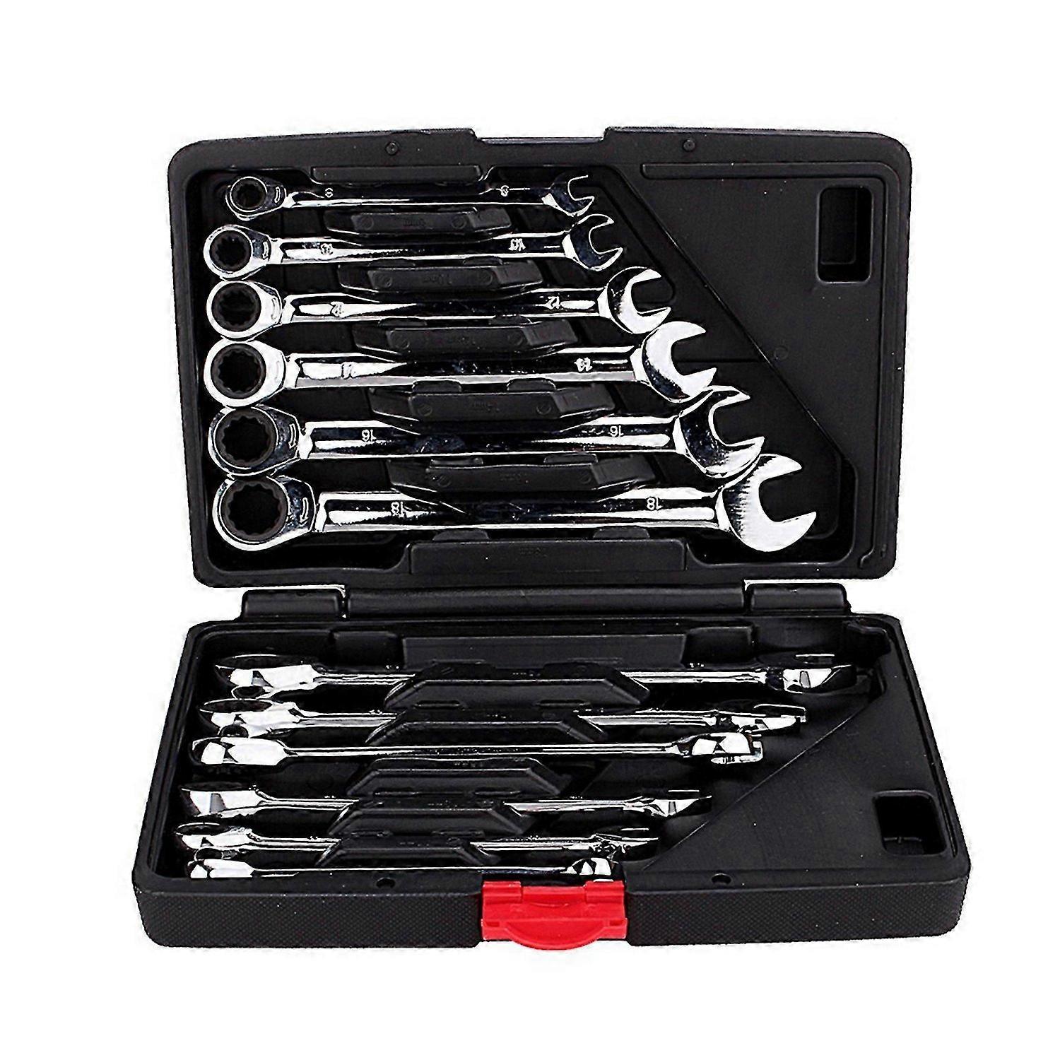 12pcs Fixed Spanners Ratchet Wrench Hand Tool Set Kit 8-19mm