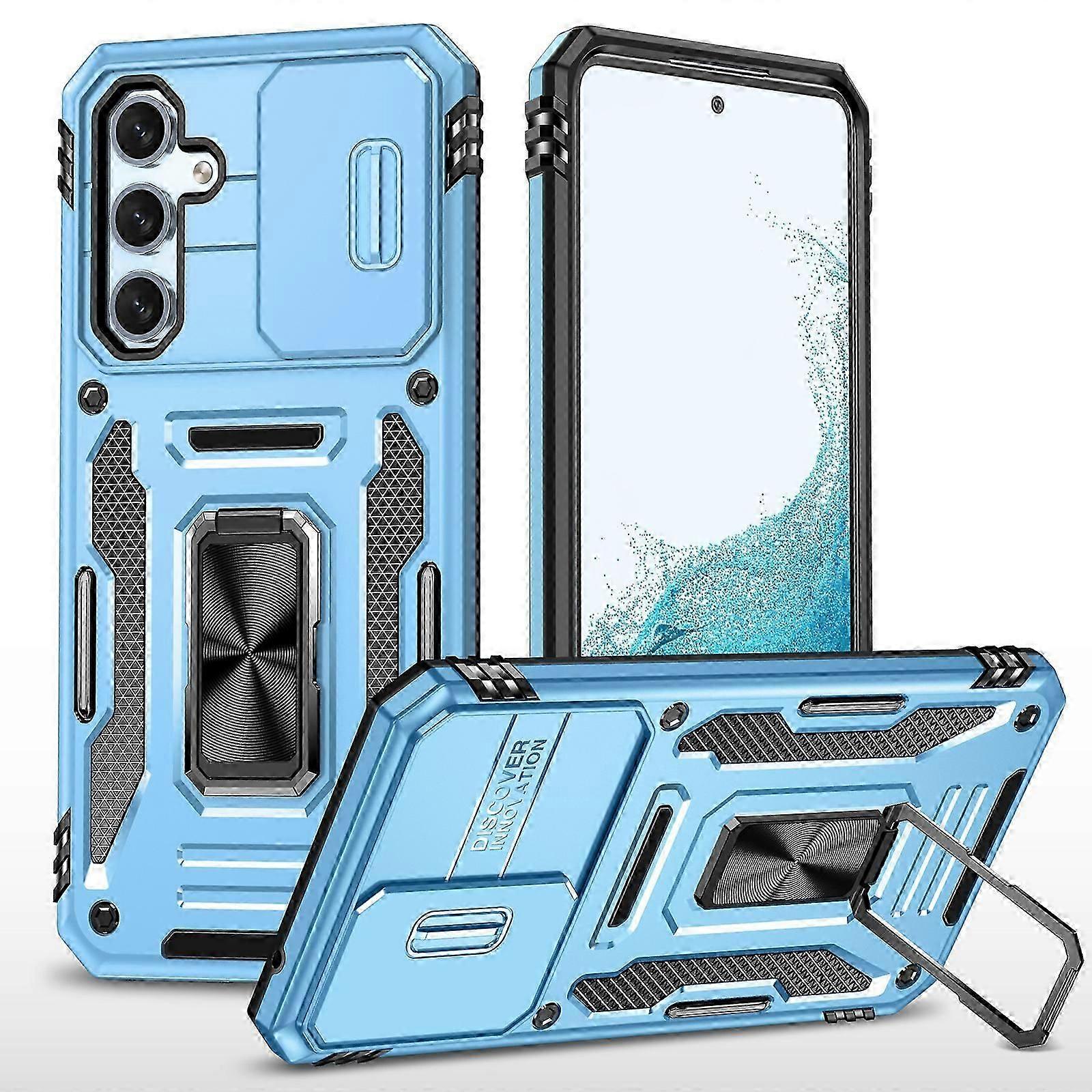 For Samsung Galaxy A55 case, with sliding camera case, Military Grade Shockproof Case with Ring Kickstand