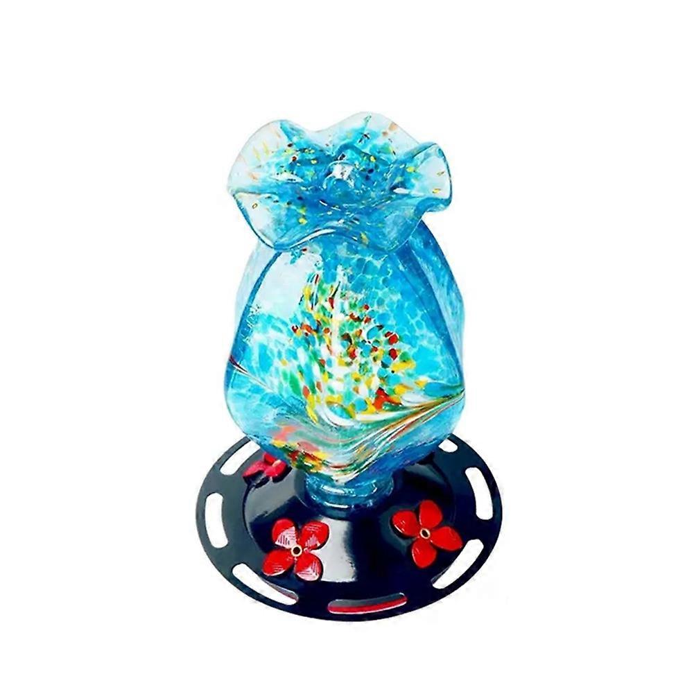 Garden Hummingbird Feeder for Outdoors 1 Pack, Hand Blown Glass Bundle Ocean Mermaid and Blue