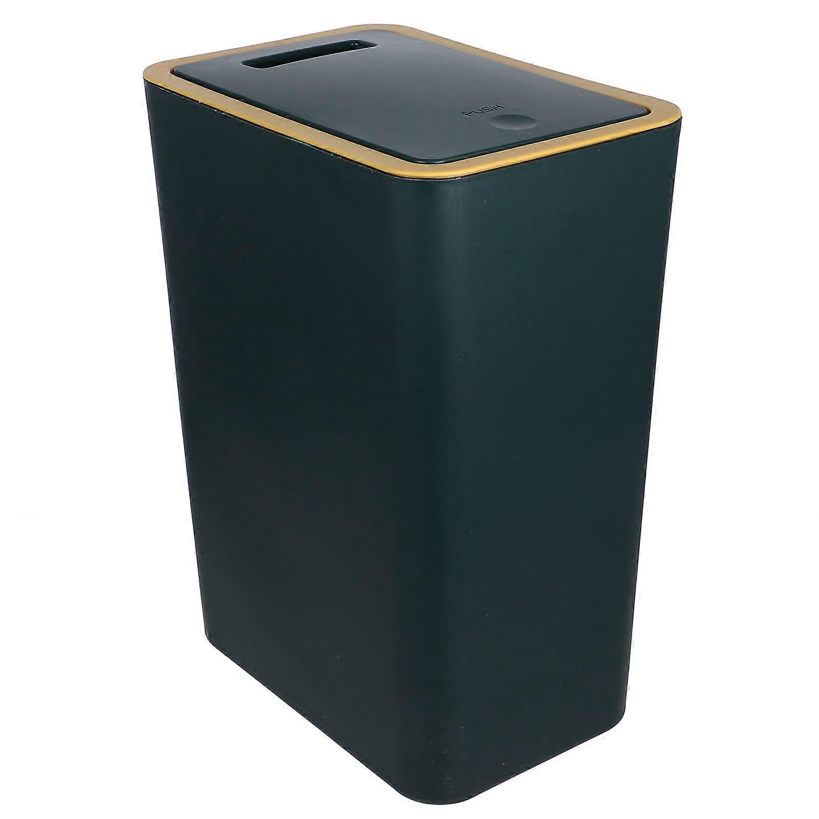 Space Saving Narrow Trash Can with Press Lid – Plastic Garbage Bin for Bathroom, Bedroom, Kitchen – Compact Waste Basket for Home and Office Use