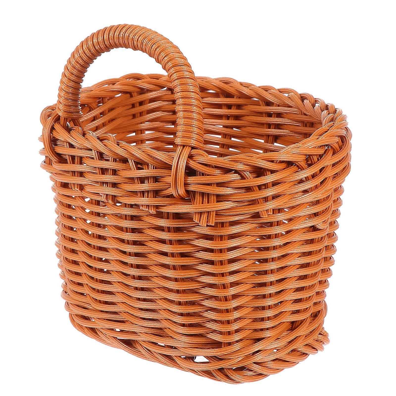 Imitation Rattan Woven Storage Basket with Handle – Hanging Organizer for Picnic, Wedding, Gift Use