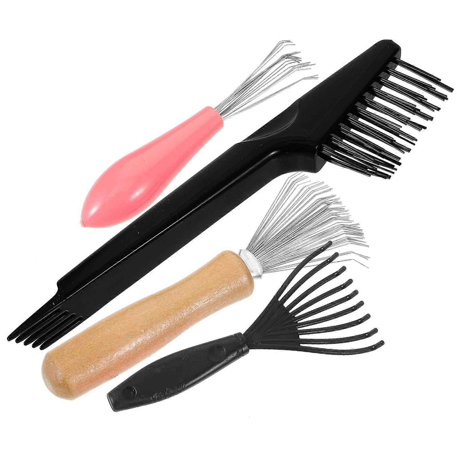 Brosse à cheveux de nettoyage outil d’épilation compact facile à utiliser 4 pièces