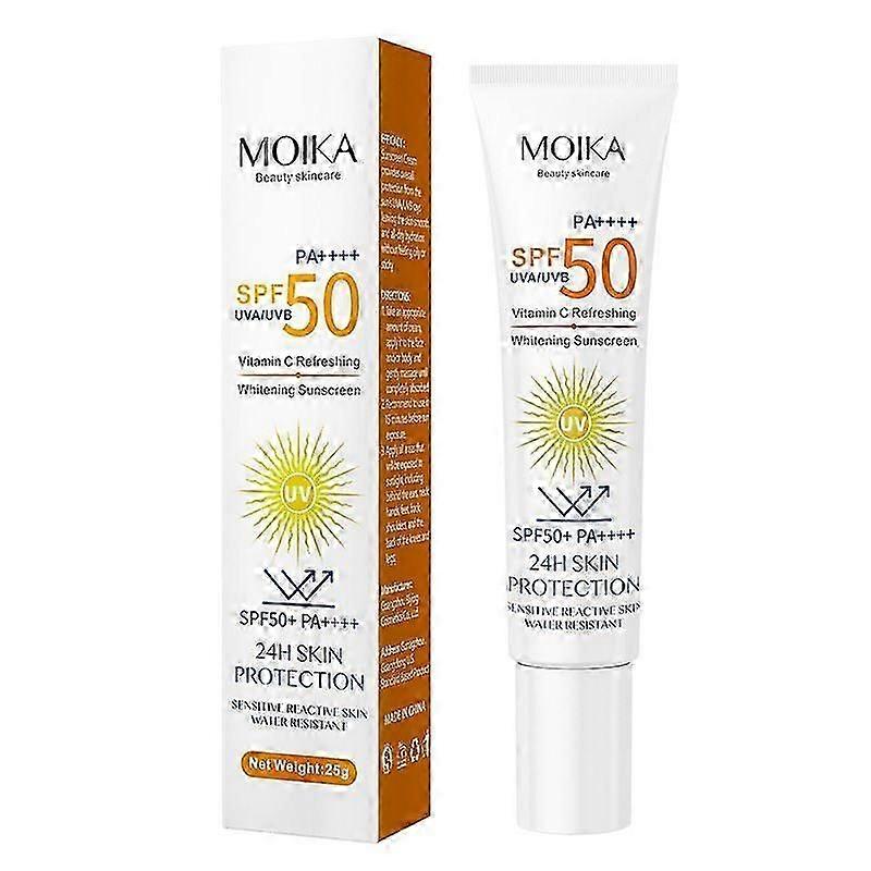 Vitamin C Sunscreen SPF 50, Moisturising Broad Spectrum Sunscreen with UVA/UVB Protection, Lightweight Non-Sticky Sun Protection Lotion for Face and B