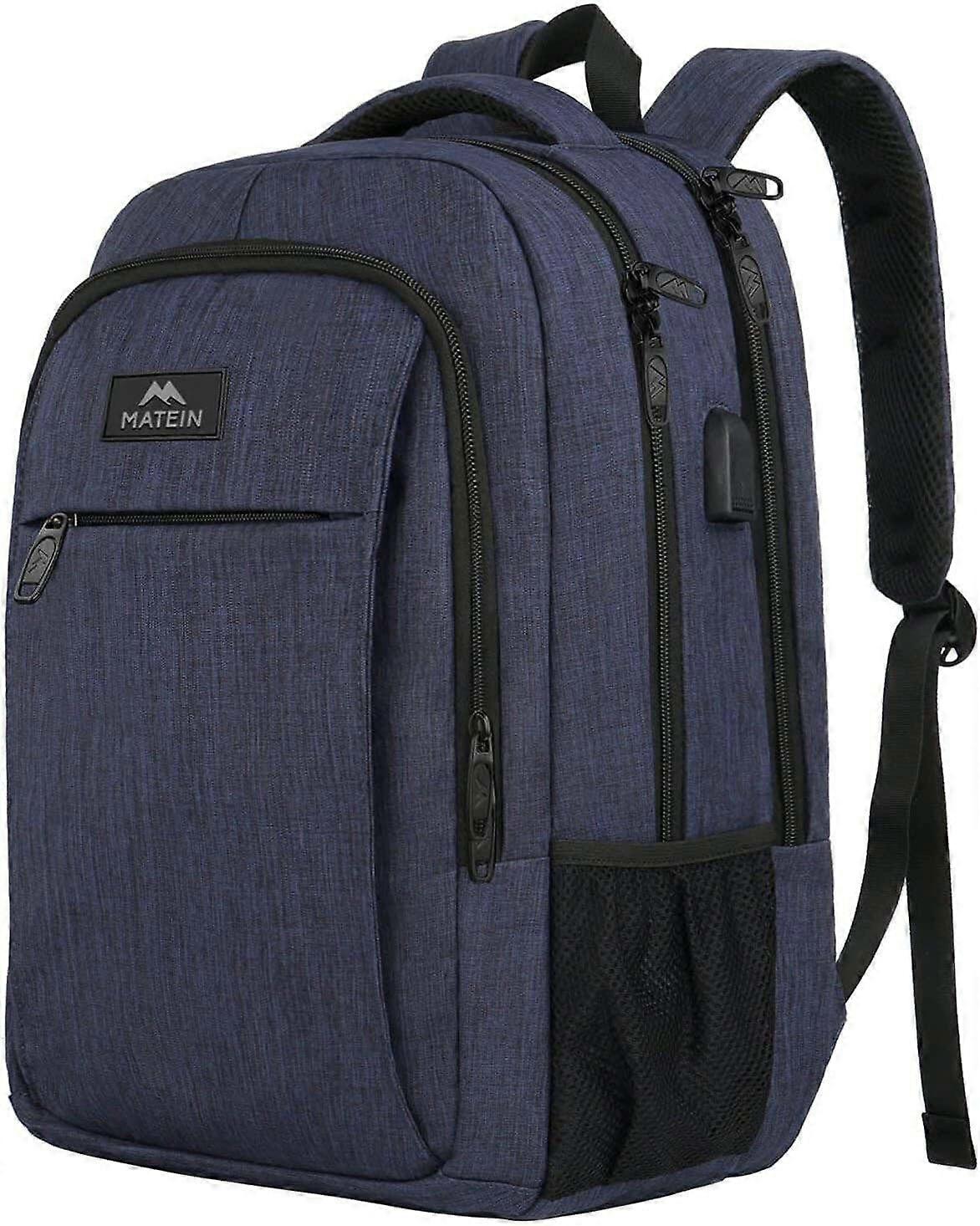 15.6 Inch School Laptop Rucksack for Men, USB Charging Backpack, Boys' Computer Bag for Travel and Work, Blue