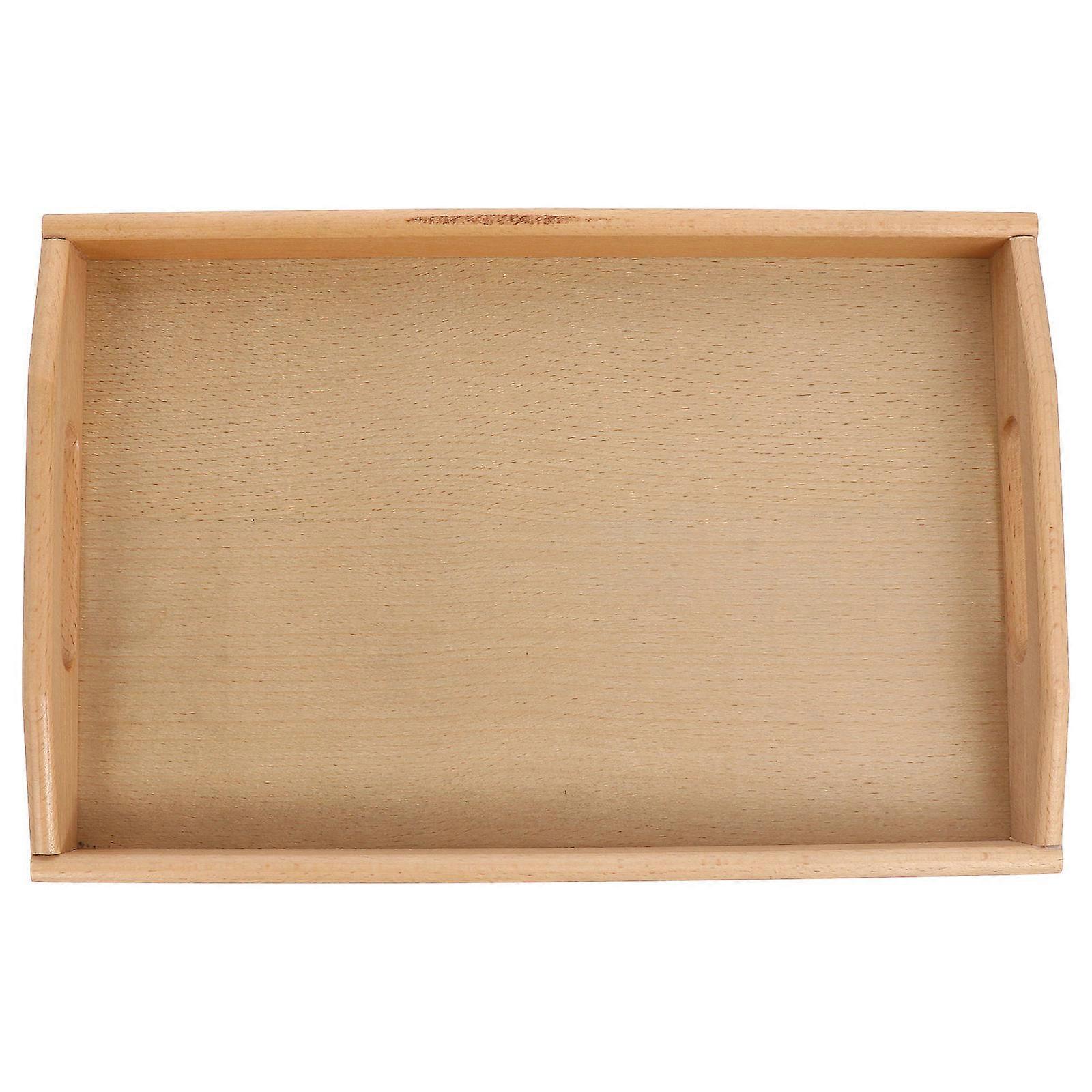 Wood Serving Trays Rustic Beech Food Tray Home Use Rectangular 1Pack