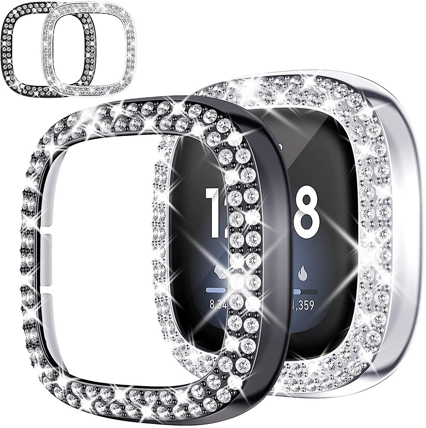 Fong [2pack] Compatible For Fitbit Versa 3 Fitbit Sense Bling Protector Case, Versa3 / Sense Accessories Hard Pc Diam