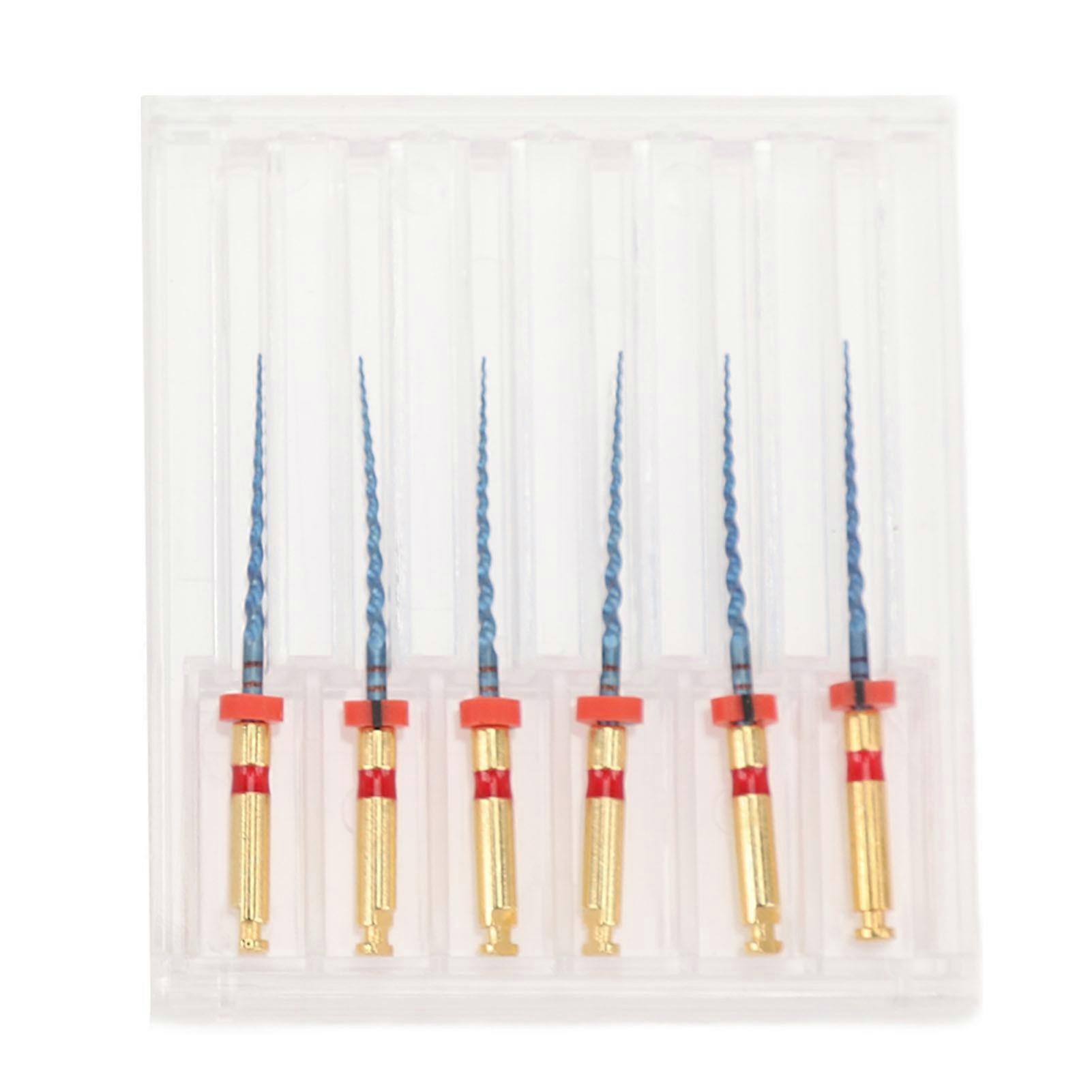 6pcs Dental Endo Canal Files Large Taper Needle Tip Flexible Endodontic Canal Unblock Files with Storage Box F2 21mm