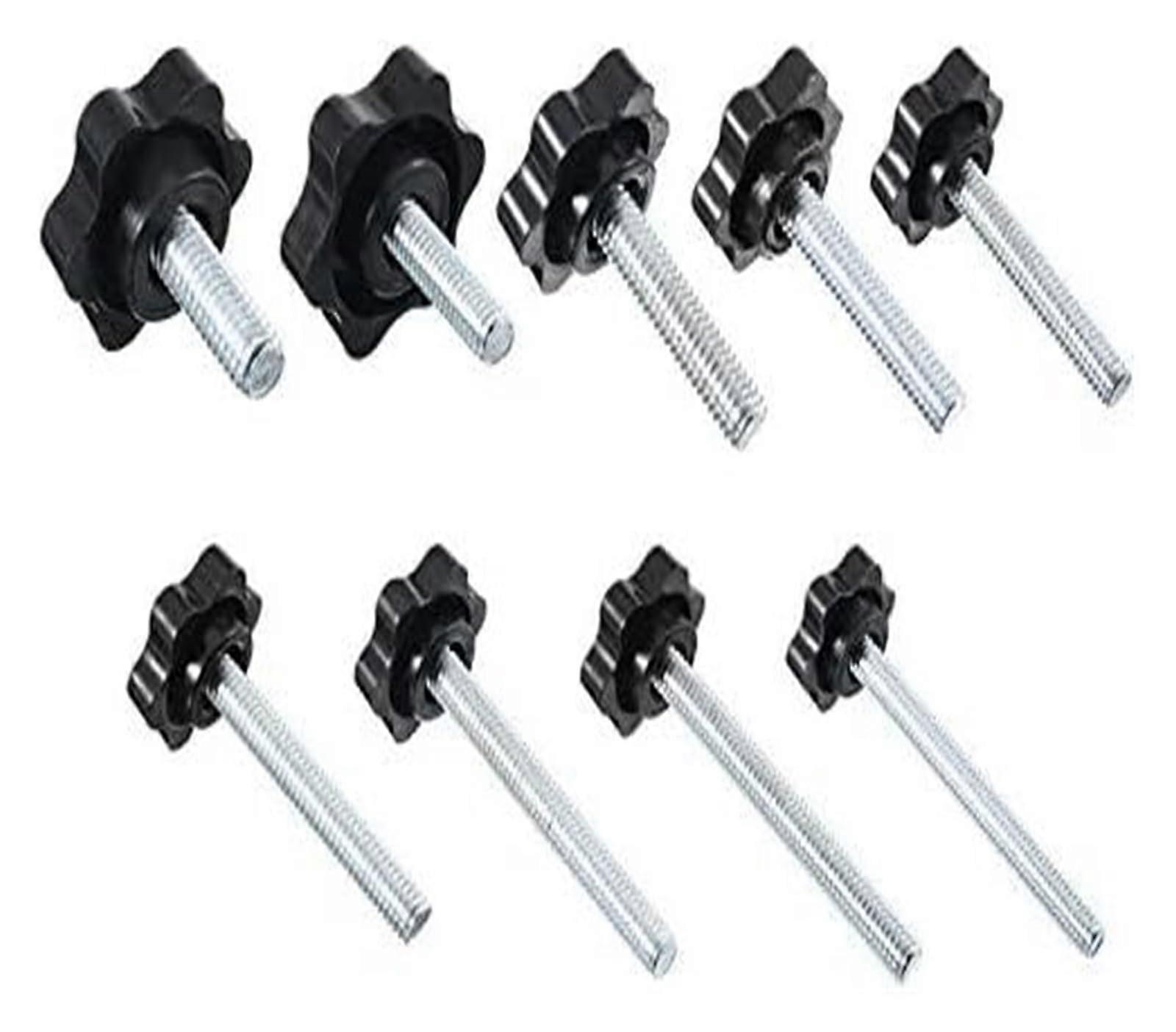 M6 Plastic Star Thumb Screw Set of 5, 10-60mm Adjustable Threaded Clamp Handle Button Screws for Wood Applications