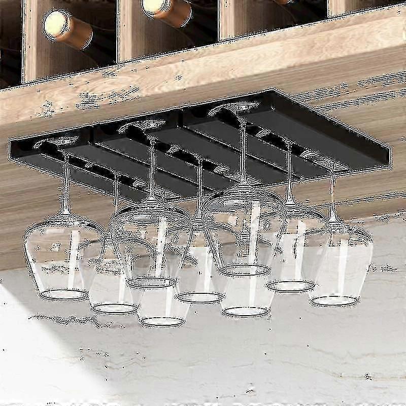 מחזיק כוסות יין 2 חלקים - עיצוב שולחן - קולב אחסון מתכת - ארגונית בר תואם, מטבח - כלי גזע