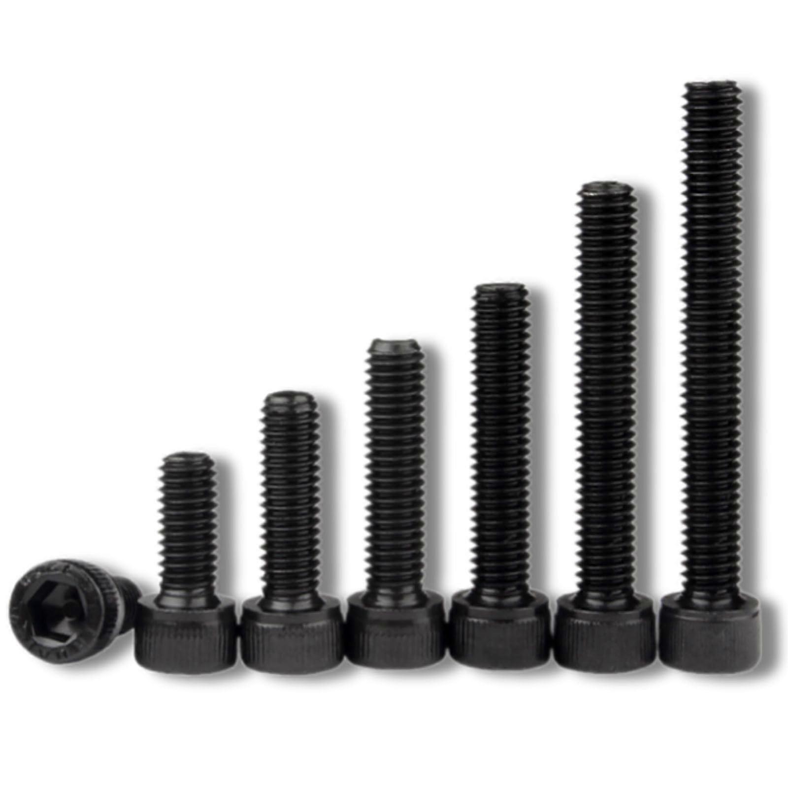 Pack of 50 Cylindrical Screws with Hexagon Socket, M3 x 12 Hexagon Socket Screws Full Thread DIN 912 / ISO 4762 Alloy Steel (Black)