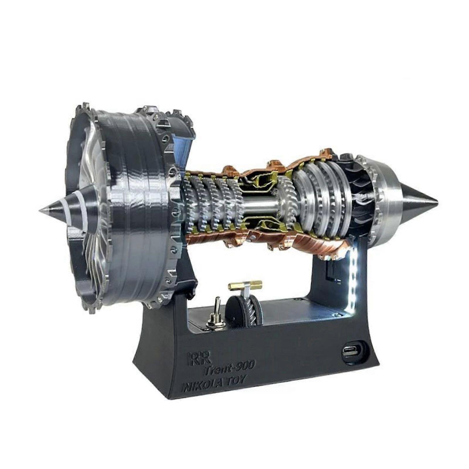 Turbofan Aircraft Engine Model Kit, 25 cm Educational Physics Simulation Combat Engine Assembly Toy
