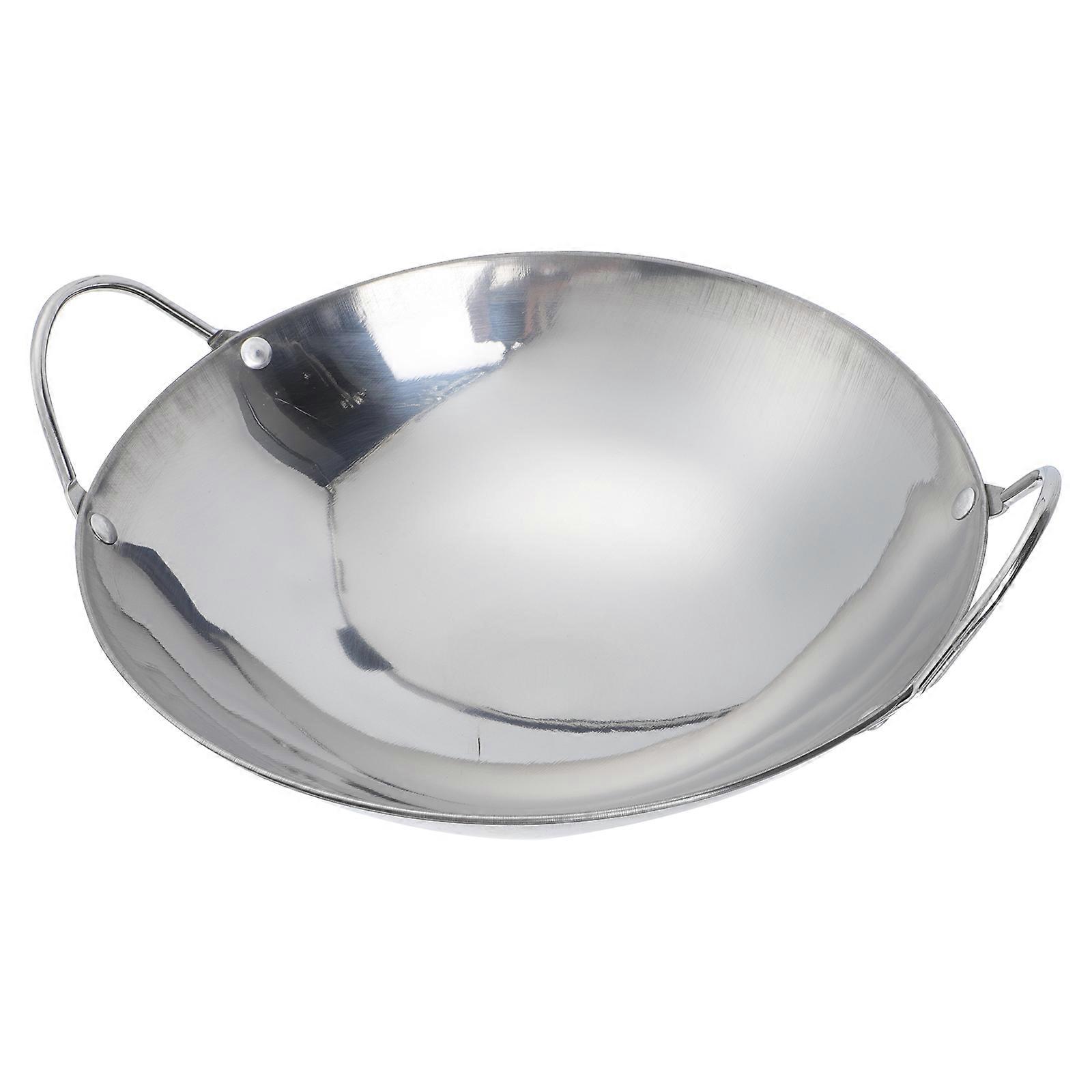 9 Inches Stainless Steel Wok Pan Non- Stick Stir Fry Pan Scratch Proof Cookware For Cooking Utensils Griddle And Hot Pot