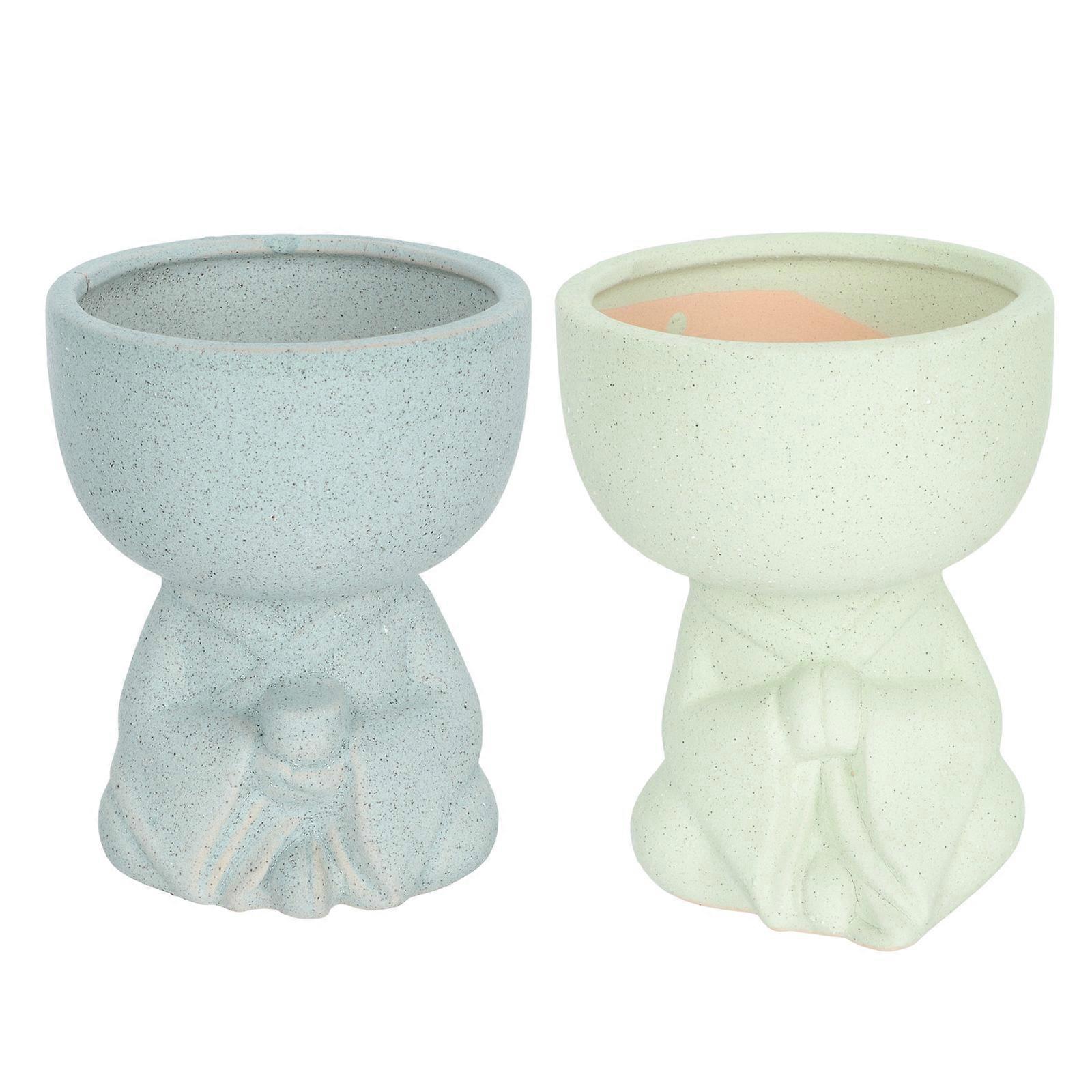 Decorative Flowerpot Cartoon Ceramic Flower Pot For Courtyards Parks Assorted .1×3.3×3.1in Decorating 2Pcs