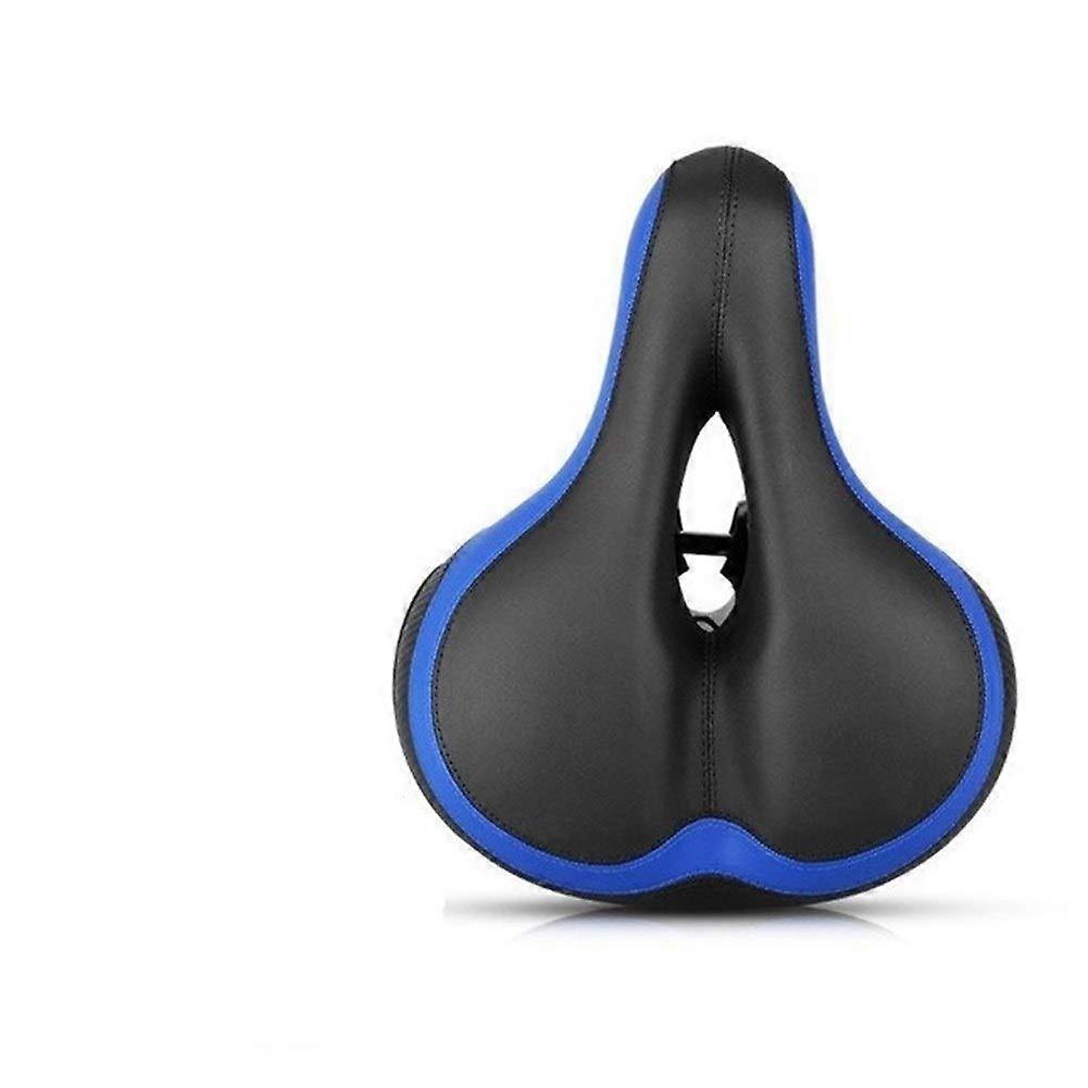 Blue Leather Bicycle Saddle with Double Spring – Extra Wide Soft Comfort Bike Seat