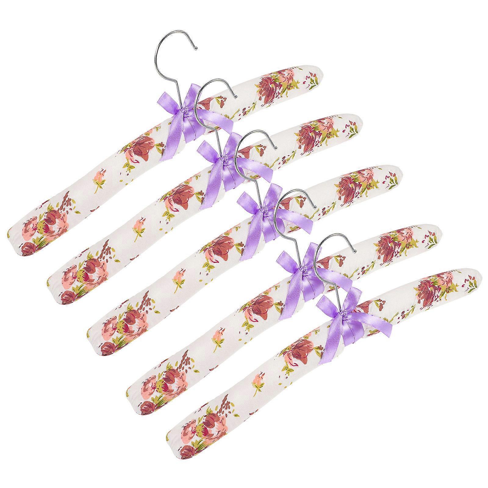 Non Slip Sponge Hangers with Padded Surface and Soft Edging for Dresses, Coats, Sweaters – 5 Pack Clothing Hanger Set for Wardrobe Storage – Random