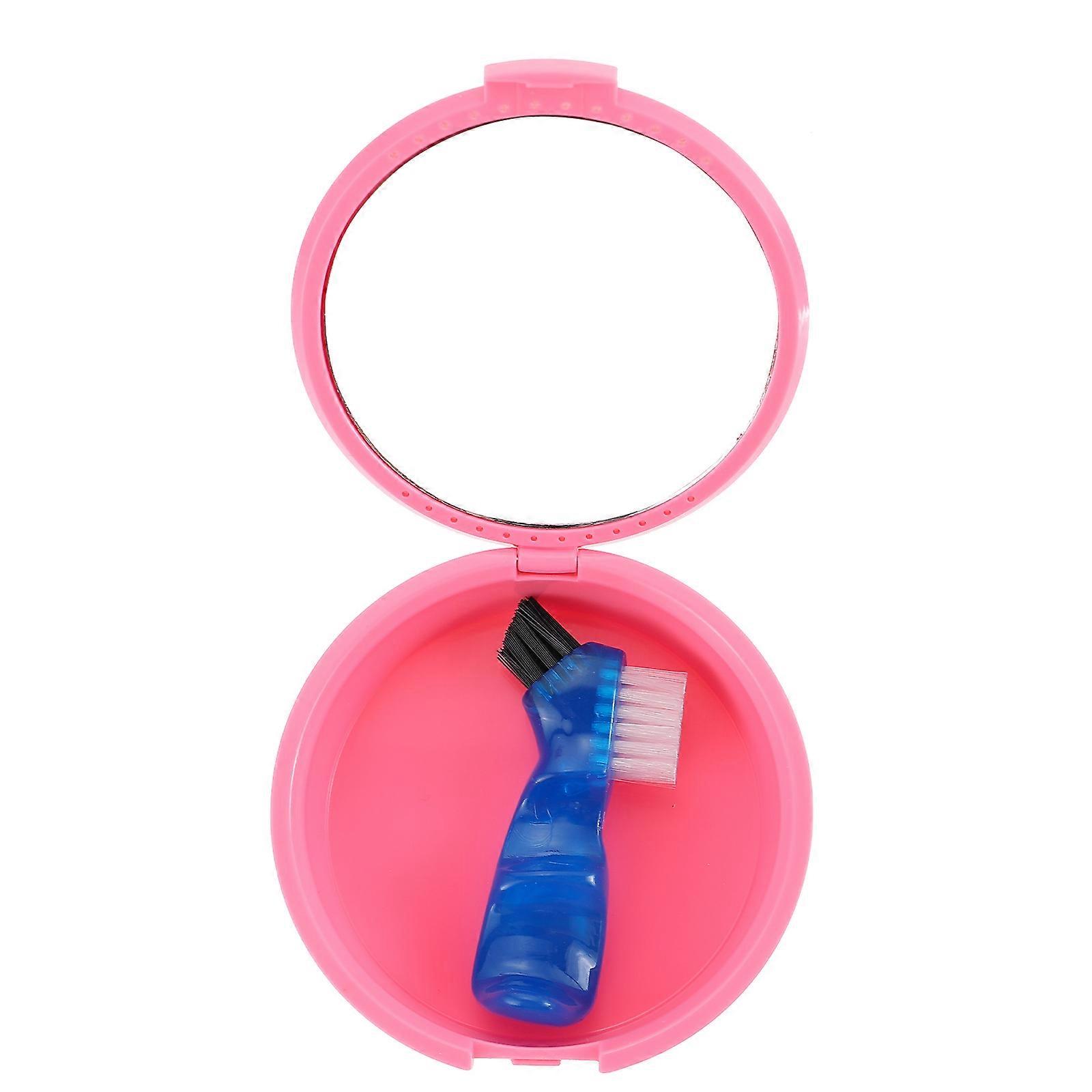 1 Set Portable False Tooth Box with Brush and Orthodontic Denture Holder