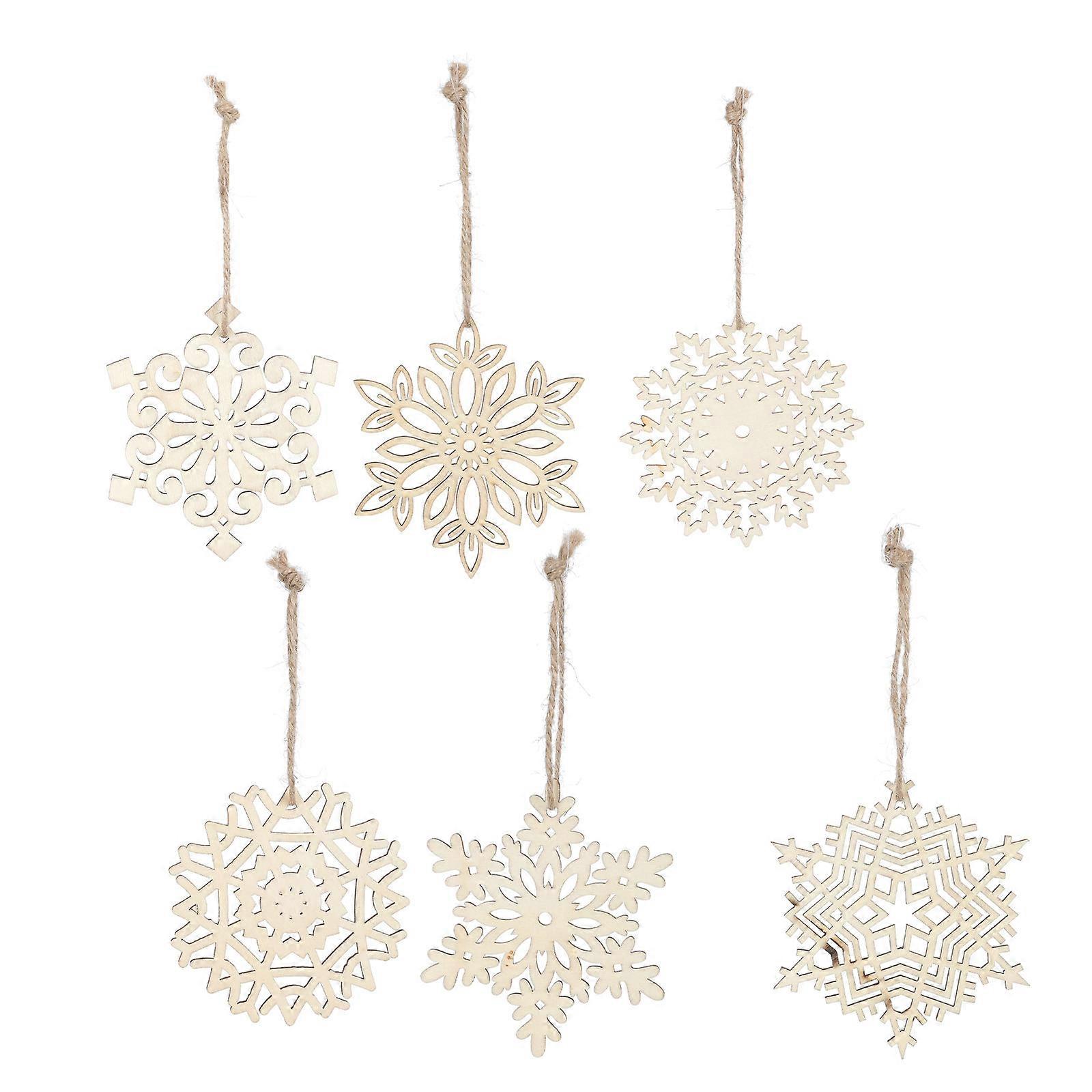 Wood Ornaments To Paint Creative Tree Pendant Christmas Party Decorative Item 10x10cm Beige Hanging Decor 1 Set