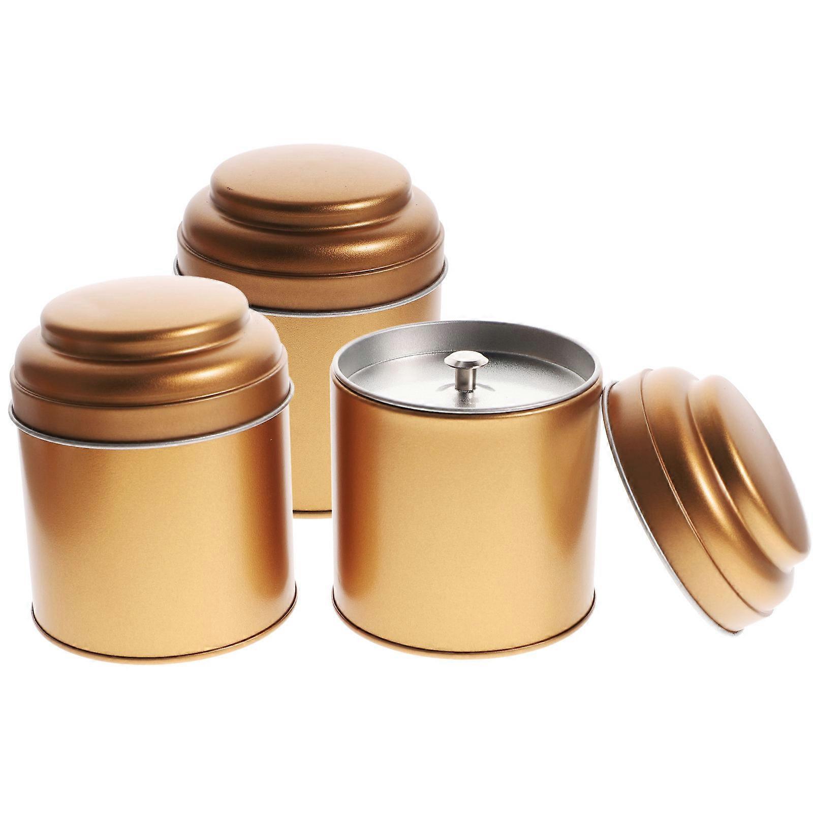 3pcs Airtight Tea Canisters in Rose Gold, Tinplate Storage Jars for Loose Leaf Tea, Sugar & Spices, Multi Functional Containers for Home, Office &