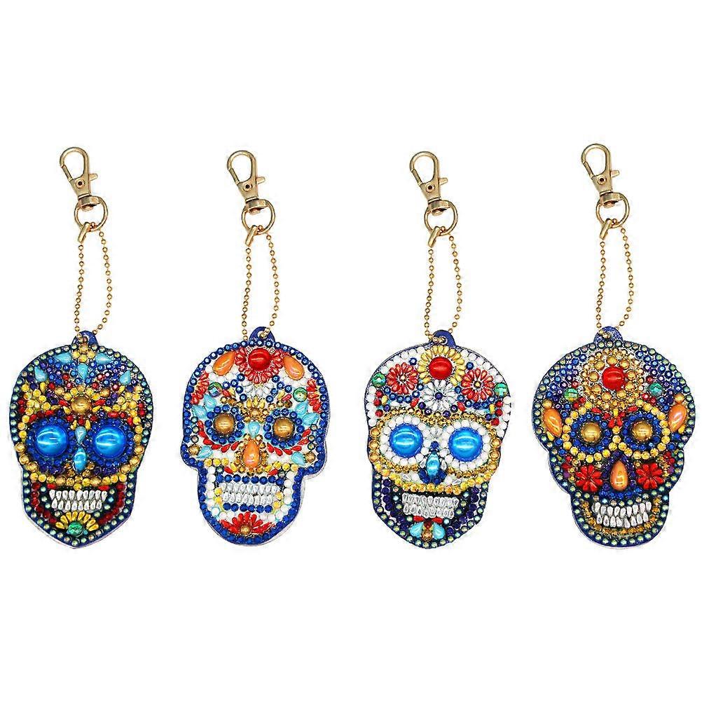 DIY Keychain Skull Full Rhinestone Painting Accessories Home Decoration Acrylic 1Set