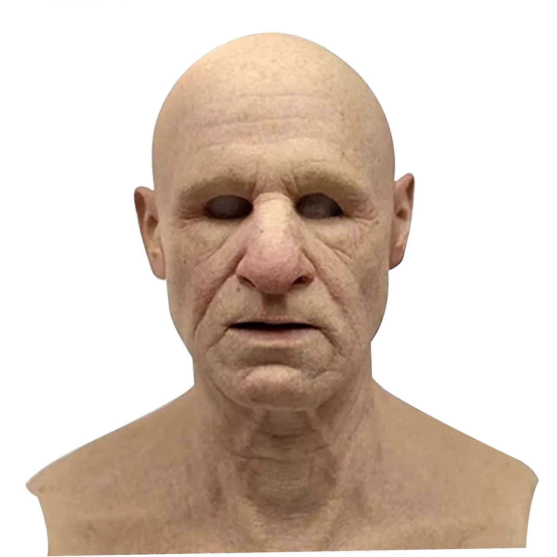 Old Man Mask, Realistic Halloween Masks, Latex, Full Head Mask, Human Wrinkle Face Mask for Halloween, Masquerade Party