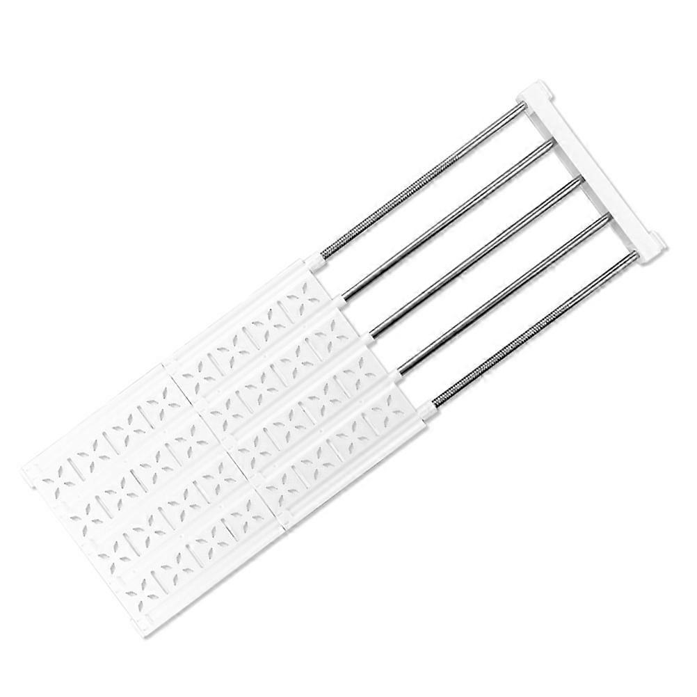 Expandable Wardrobe Shelf for Organizing Clothes with ABS and Stainless Steel Design White Adjustable 56 to 73cm