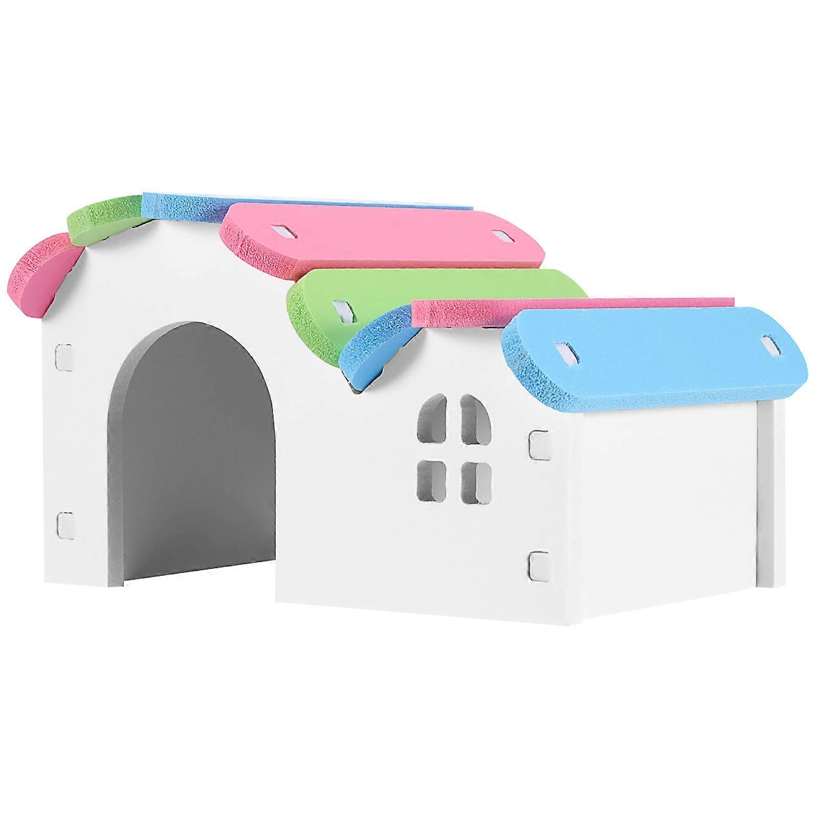 White Small House for Pets Made of Durable Plastic with Anti Slid Bottom Easy to Clean and